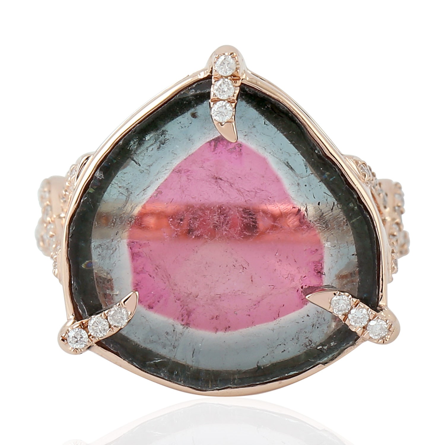 Artisan Women's Rose Gold / White Designer Diamond & Melon Tourmaline Ring In 18k Rose Gold In Pink