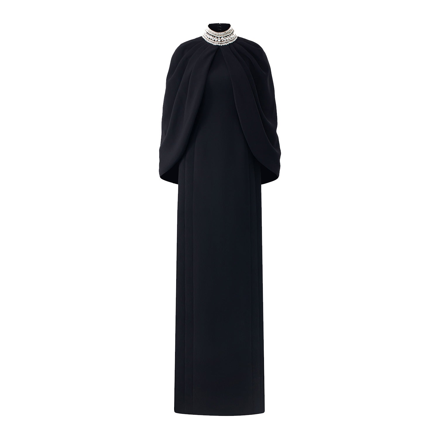 Women’s Black Stone Collar Cape & Full Dress Small Tracy Studio