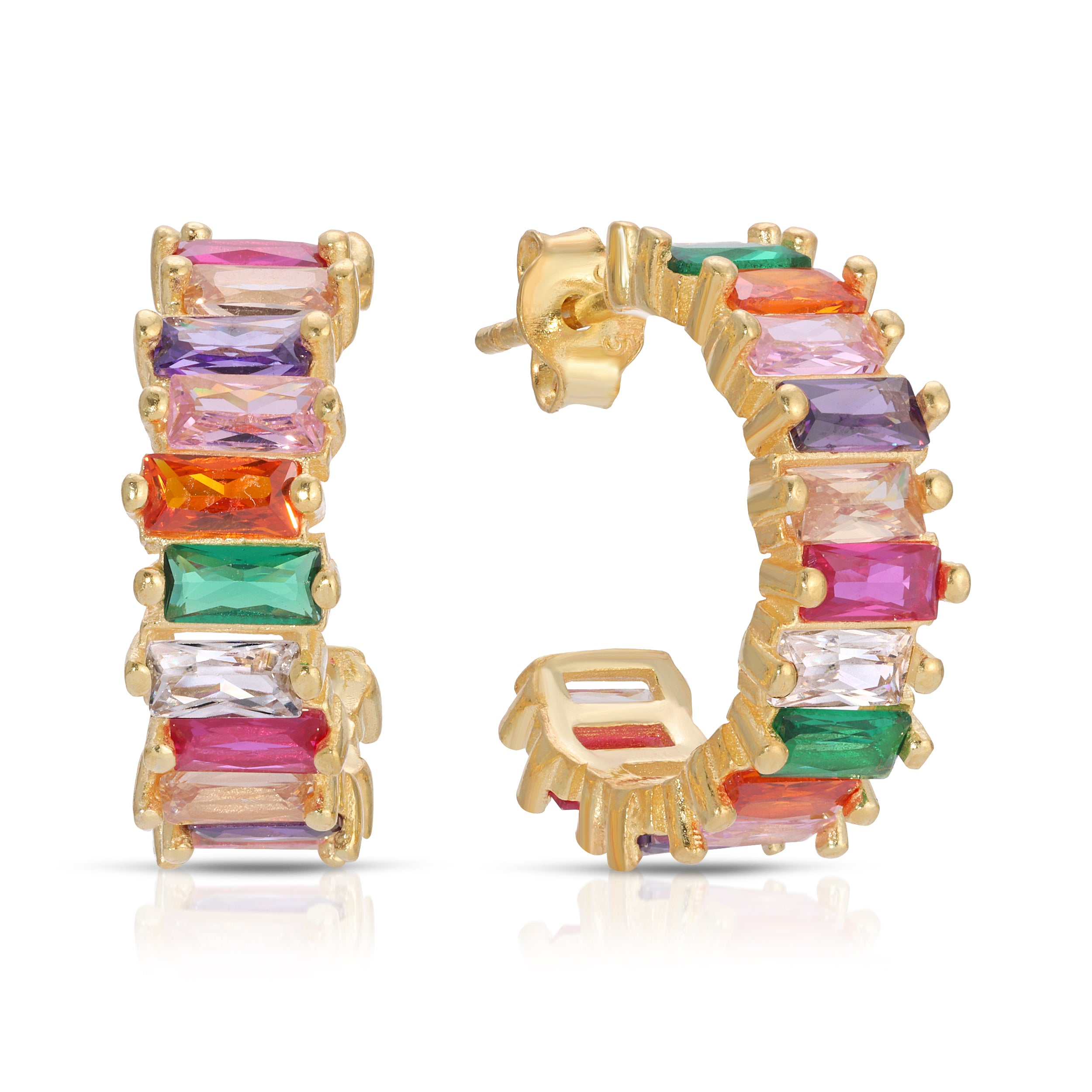 Women’s Mini Baguette Hoop Earring - Multicolour Essentials Jewels