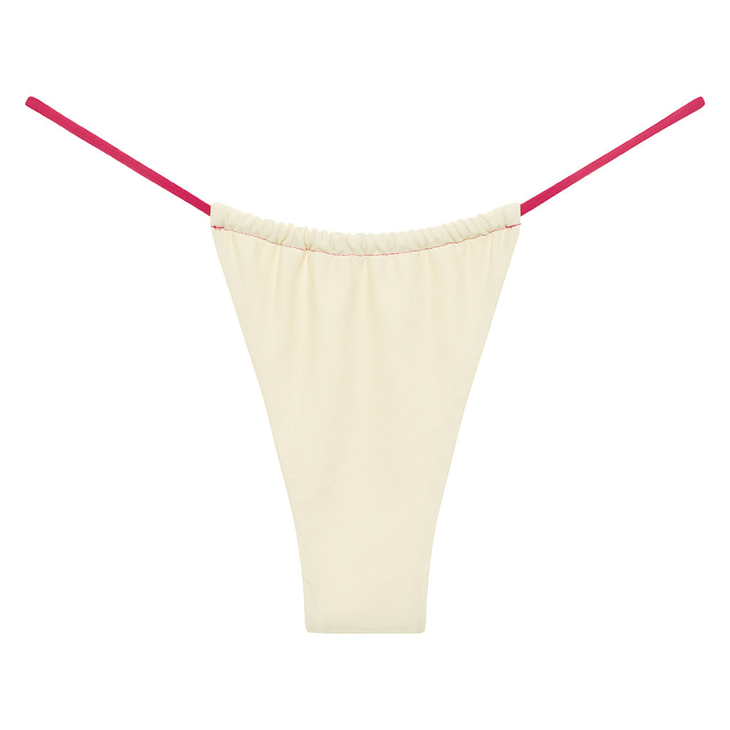 Montce Swim Women's Neutrals Cream Raspberry Binded Brasil Binded Bikini Bottom In White