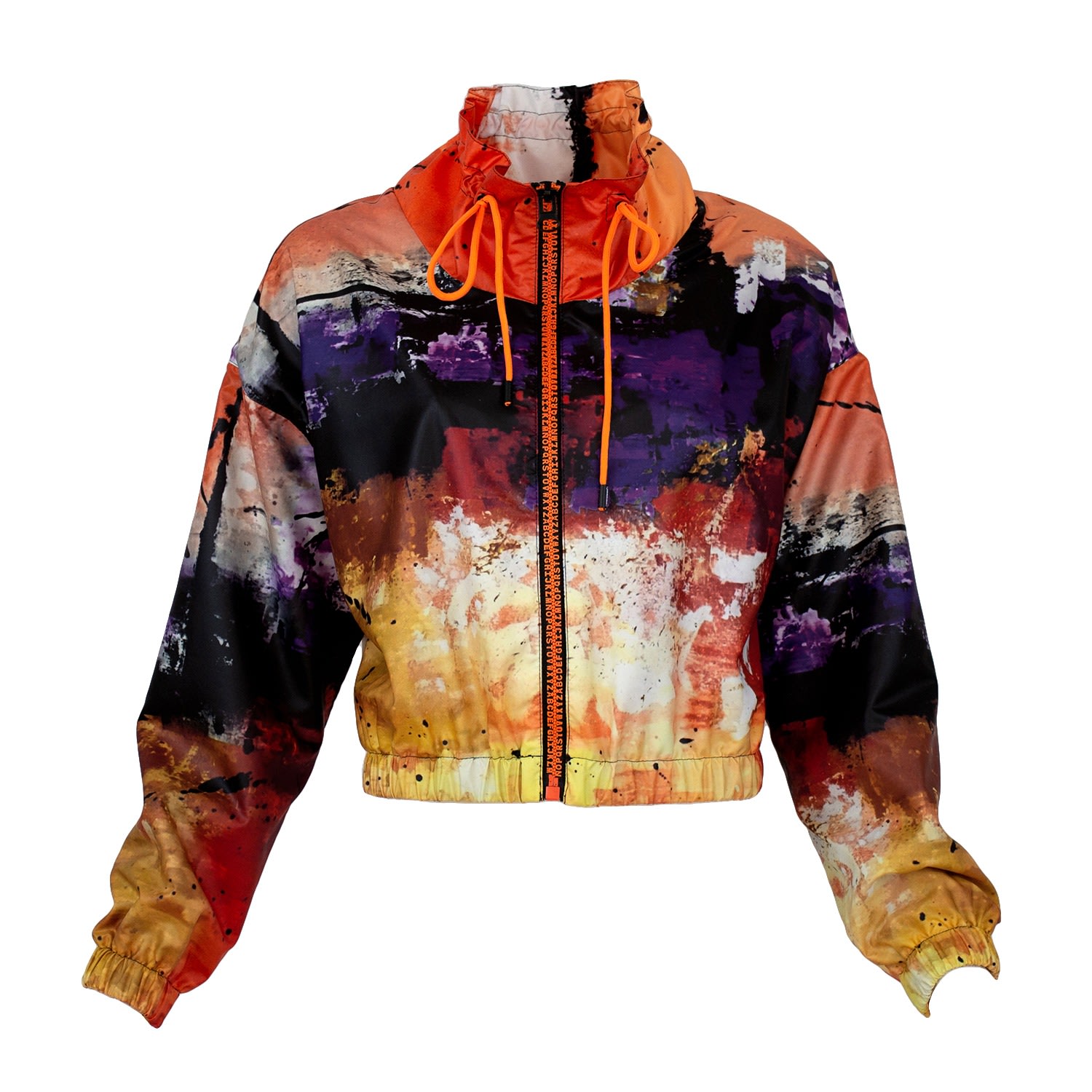 Lalipop Design Women's Colorful Abstract Cropped Bomber Raincoat
