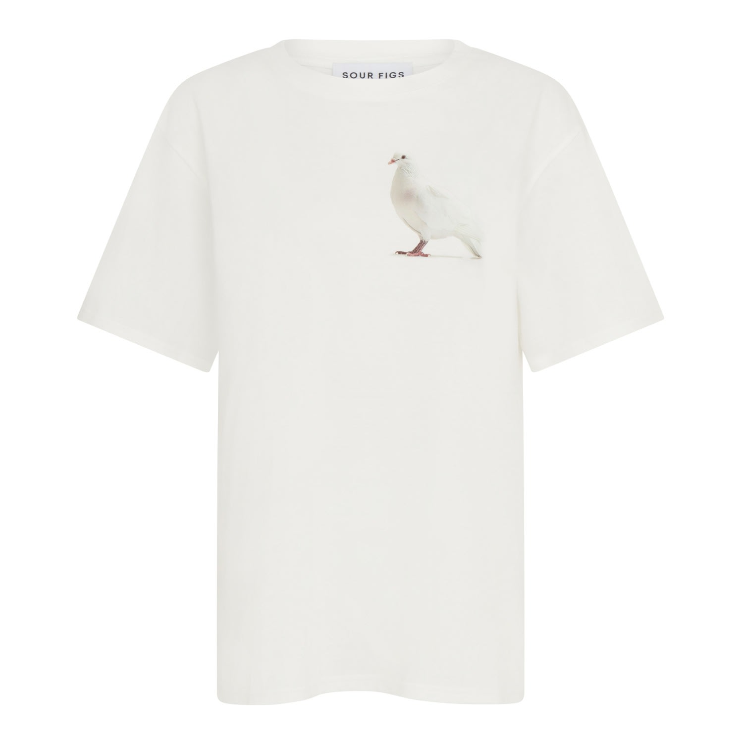 Sour Figs Standing Dove T-shirt In White - Men In White