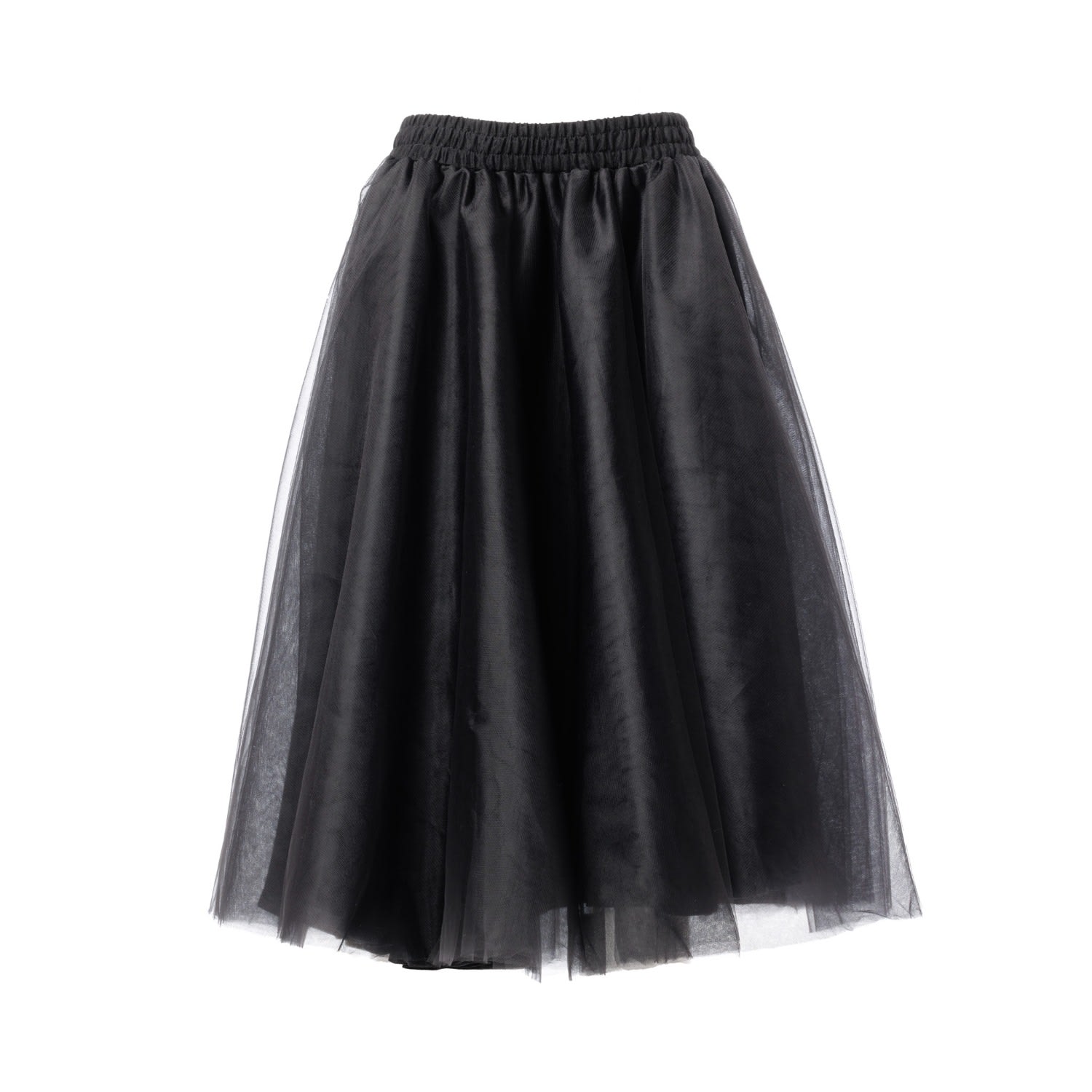 Concept A Trois Women's Black Mid Length Tulle Skirt In Black
