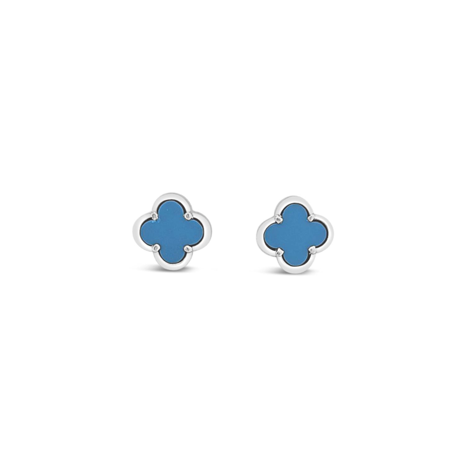 Women’s Blue Clover Stud Earring Ten Mm - Turquoise Lutiro