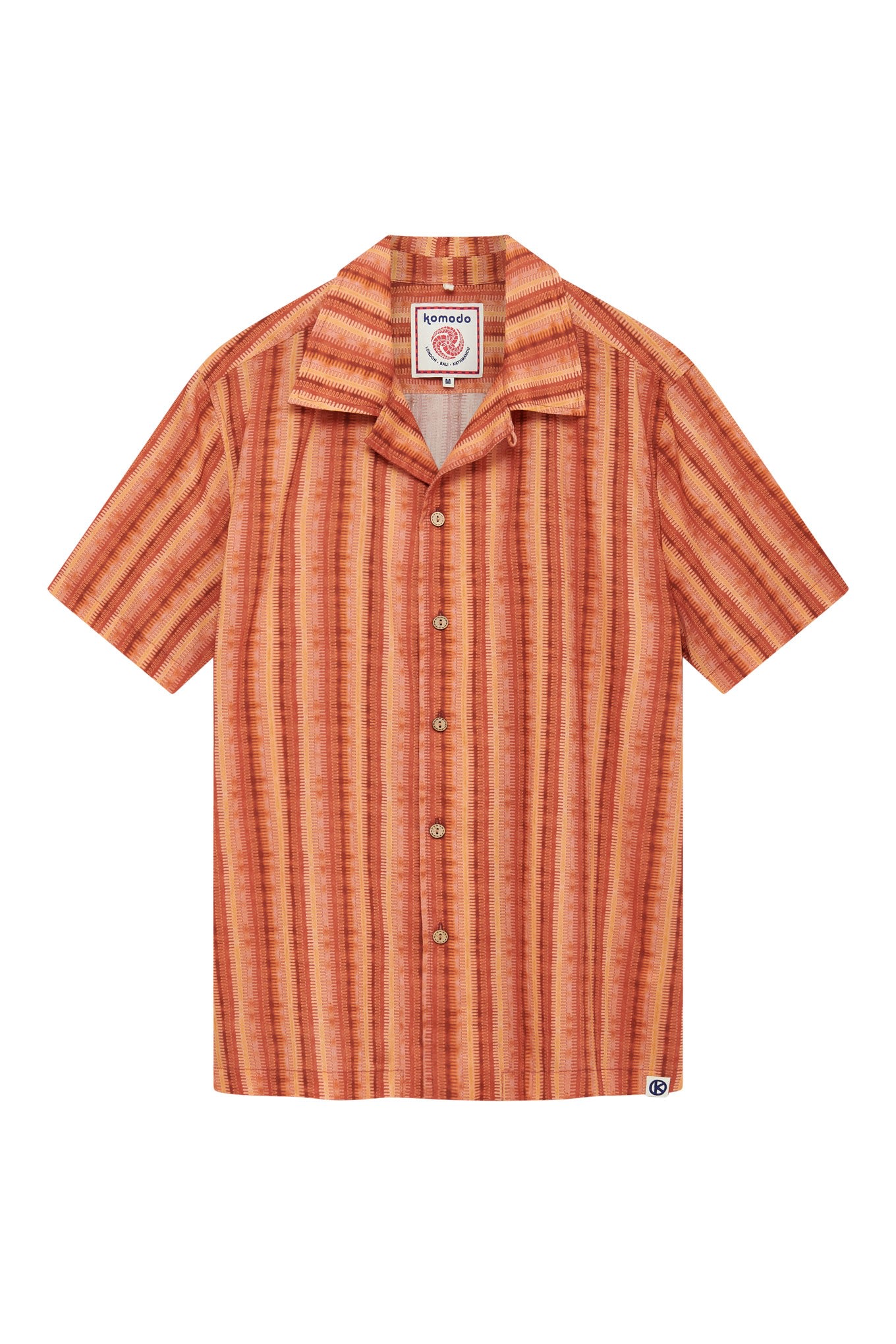 Komodo Men's Yellow / Orange Spindrift - Organic Cotton Shirt Weave Stripe Peach