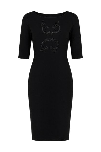 Women's Sequin Detail Stretch Dress Black | Extra Small | Conquista