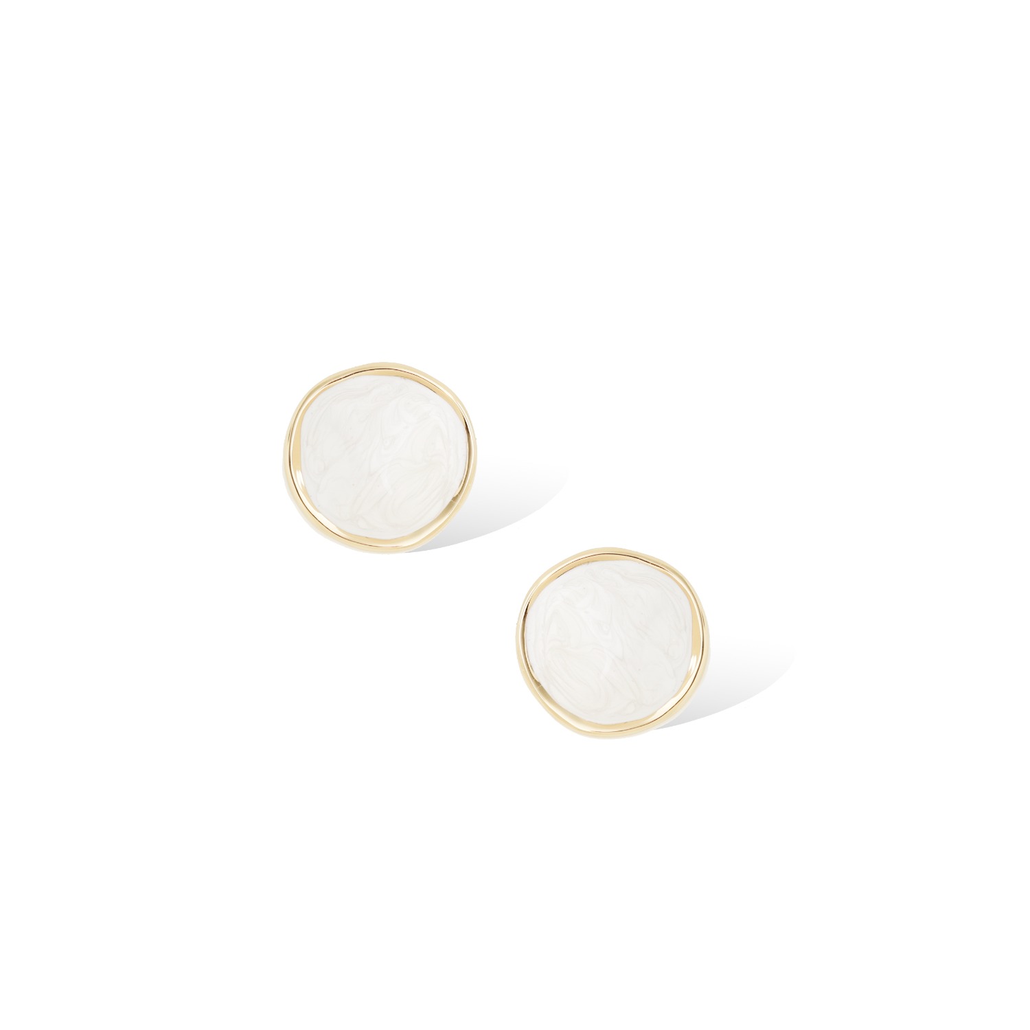 Retro Chic Women's White / Gold White Enamel Ripple Earrings
