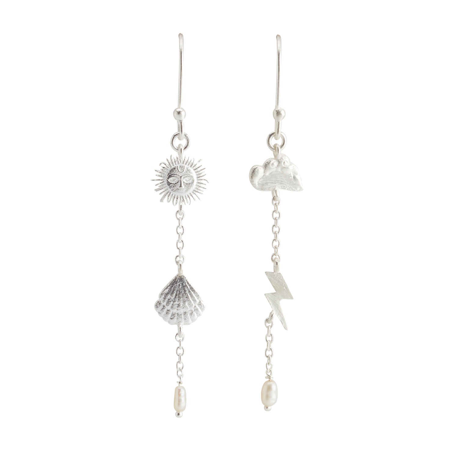 Rize Women's Silver / White Monsoon Summer Drop Earrings - Sterling Silver & Pearl