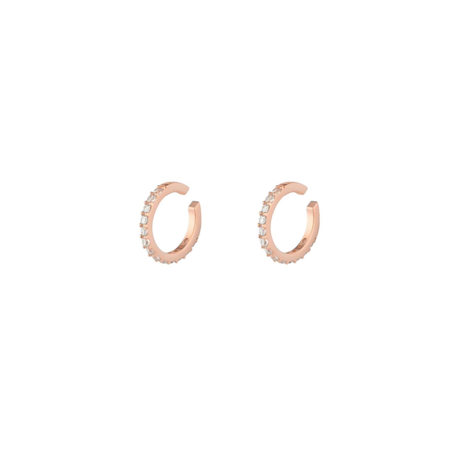 Spero London Women's Cubic Zirconia Sterling Silver Ear Cuffs No Piercing - Pair - Rose Gold