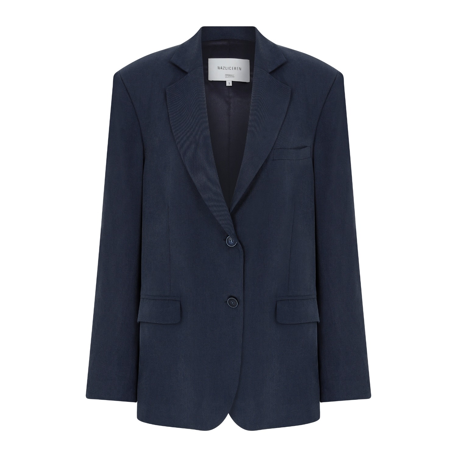 Boxy Navy Blue Oversized Jacket NAZLI CEREN Wolf Badger