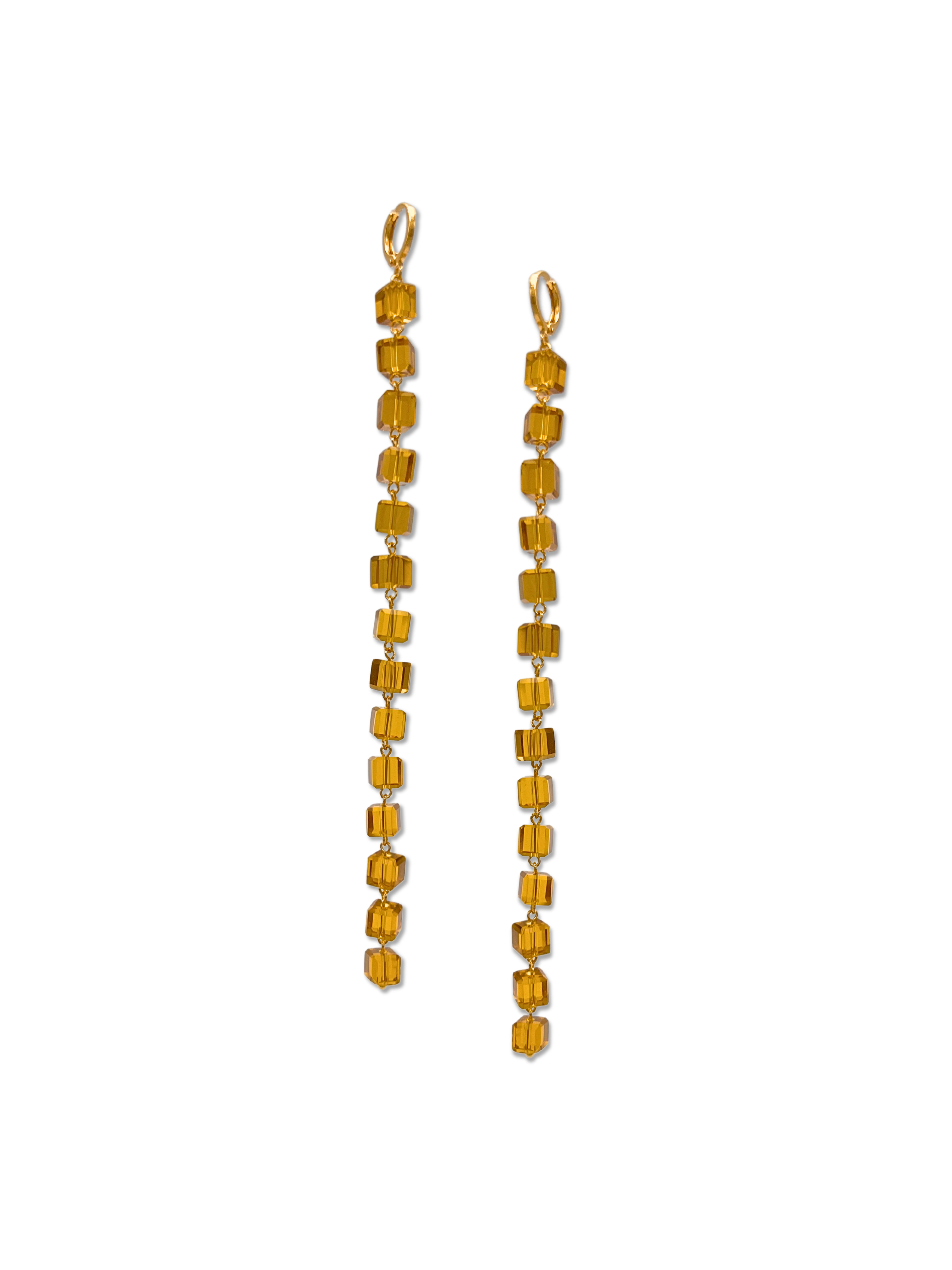 Jaredjamin Women's Gold / Yellow / Orange Amber Building Block Drop Earrings