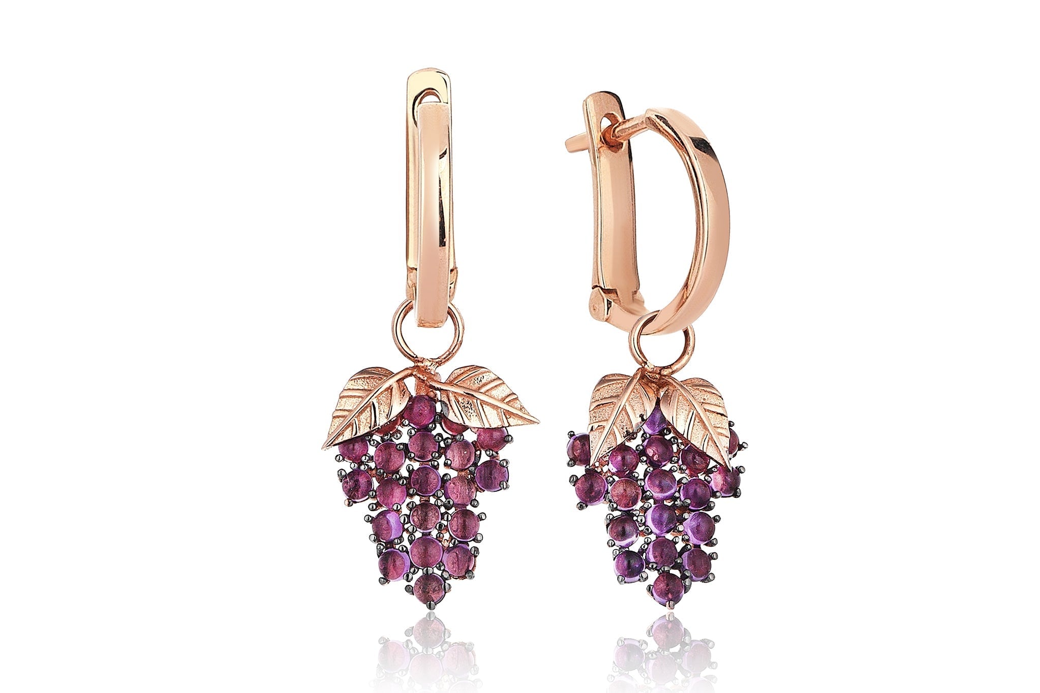 Reis Jewellery Women's Rose Gold / Purple Grape Amethyst Earring