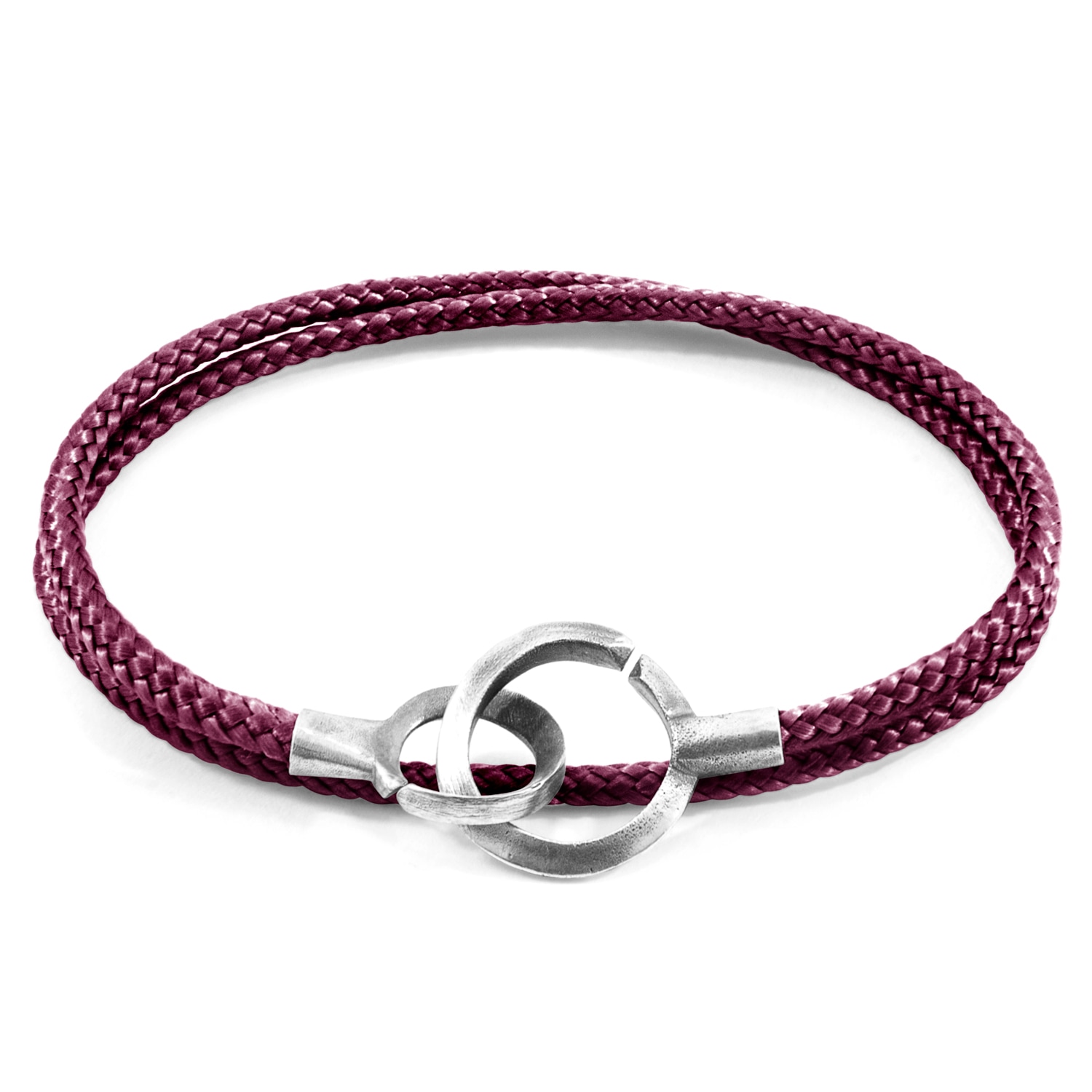 Men’s Pink / Purple Aubergine Purple Montrose Silver & Rope Bracelet Anchor & Crew