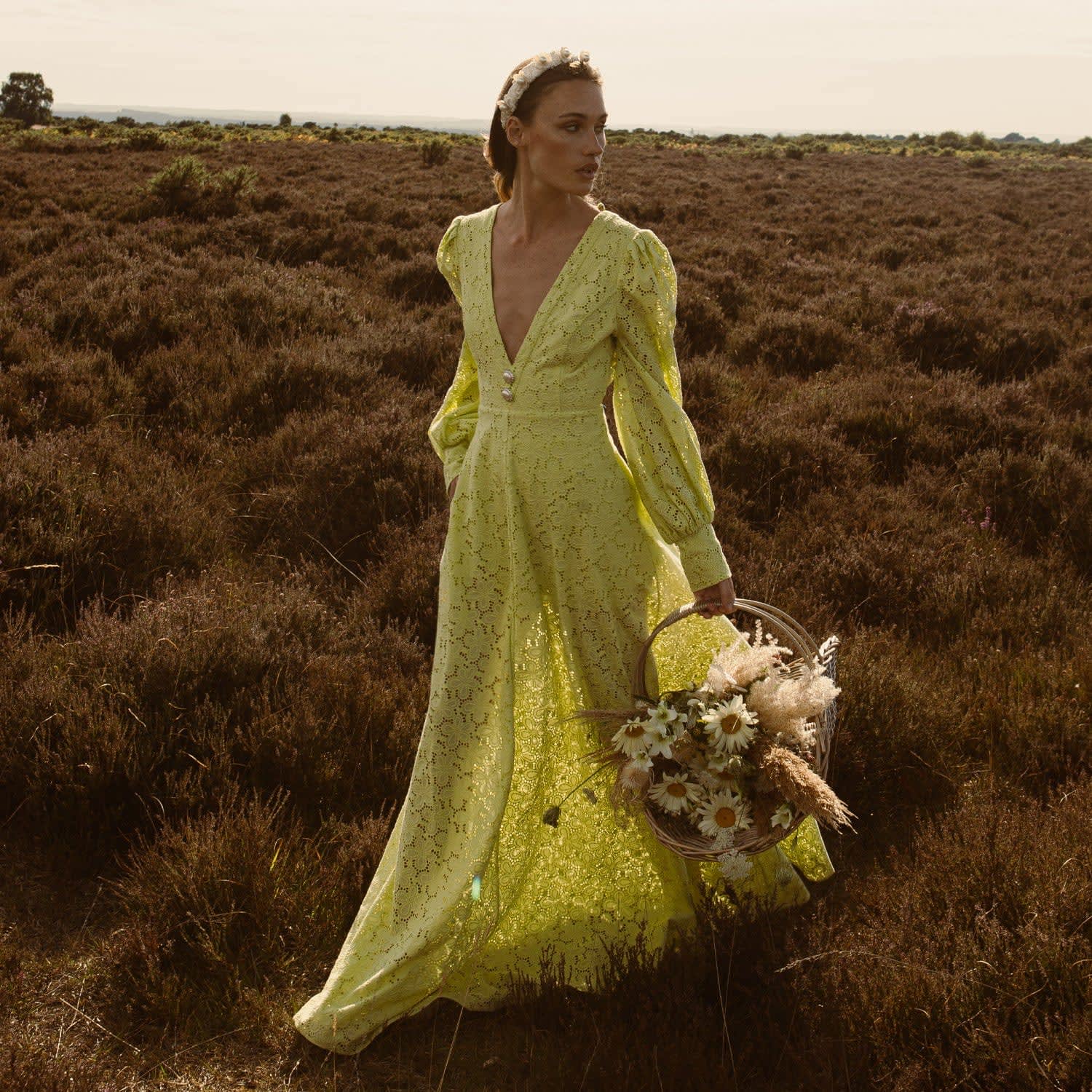 Verna Lime Green Eyelet Maxi Dress | ADIBA | Wolf & Badger