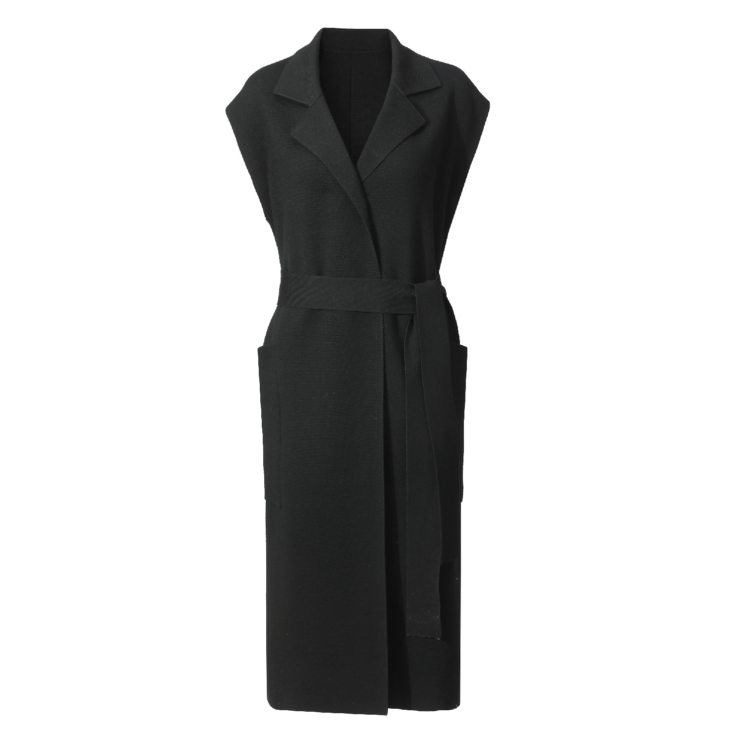 Nuaje Nuaje Women's Marlee Merino Wool Long Cardigan Vest - Black In Black
