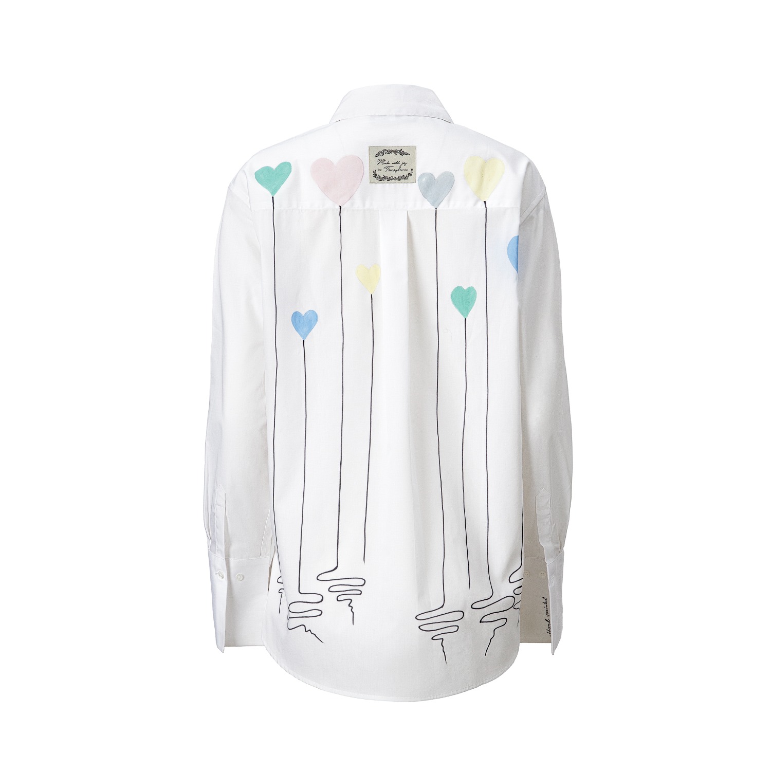 Madlen Women's White Heart Balloons Hand Painted Shirt In White