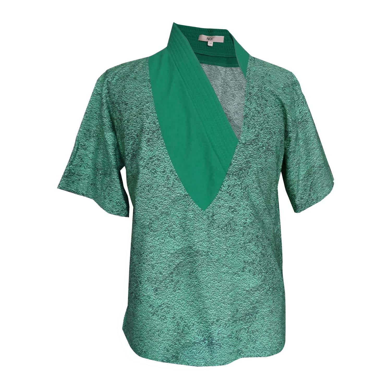 green collared shirt