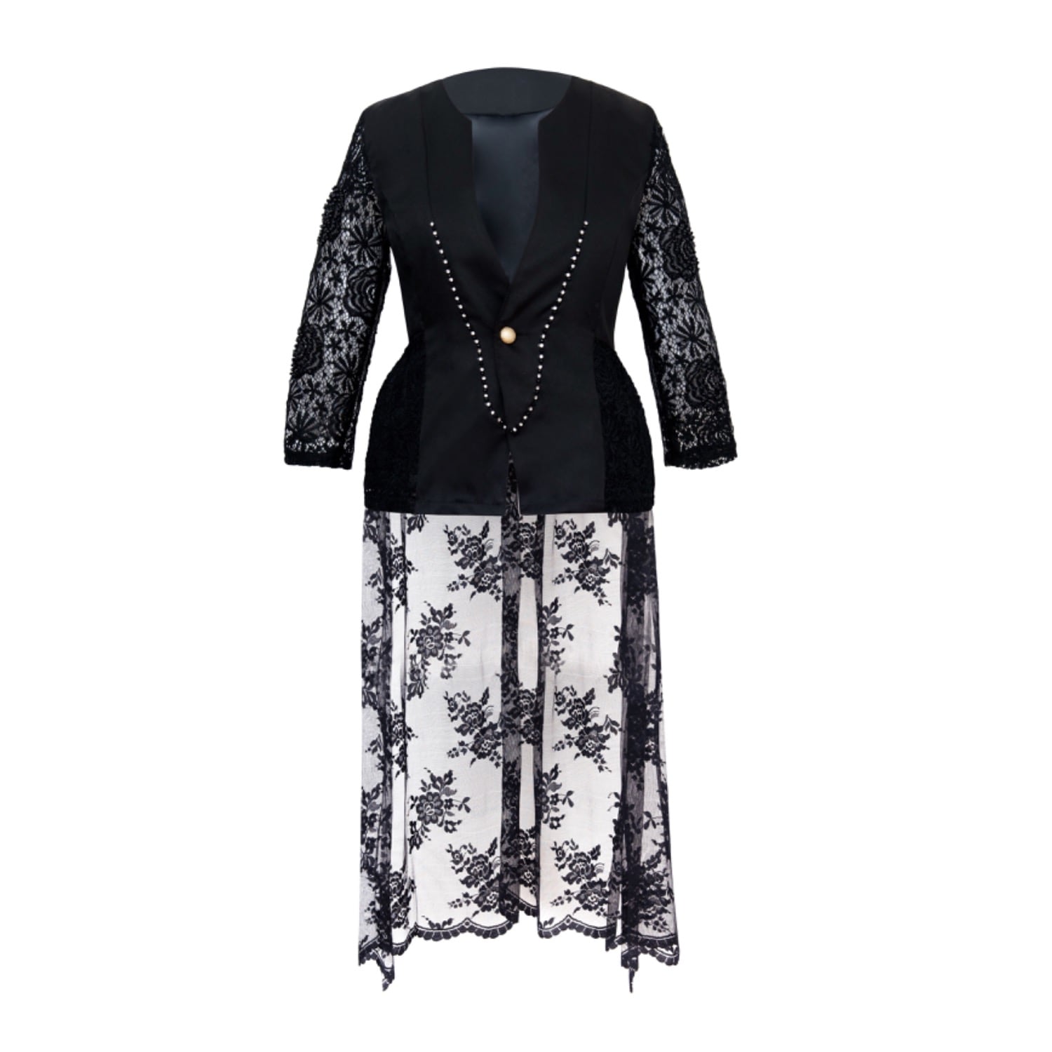 Toma Women's Black Glamour Romantic Jacket With Crystals  Beads And Lace In Black