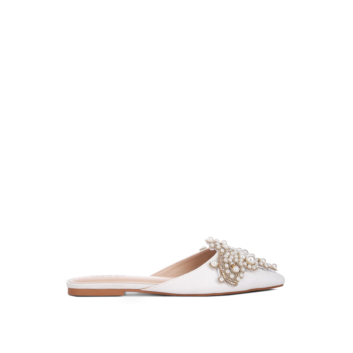 Rag & Co Astre Embellished Delicate Pearl Mules In White In White