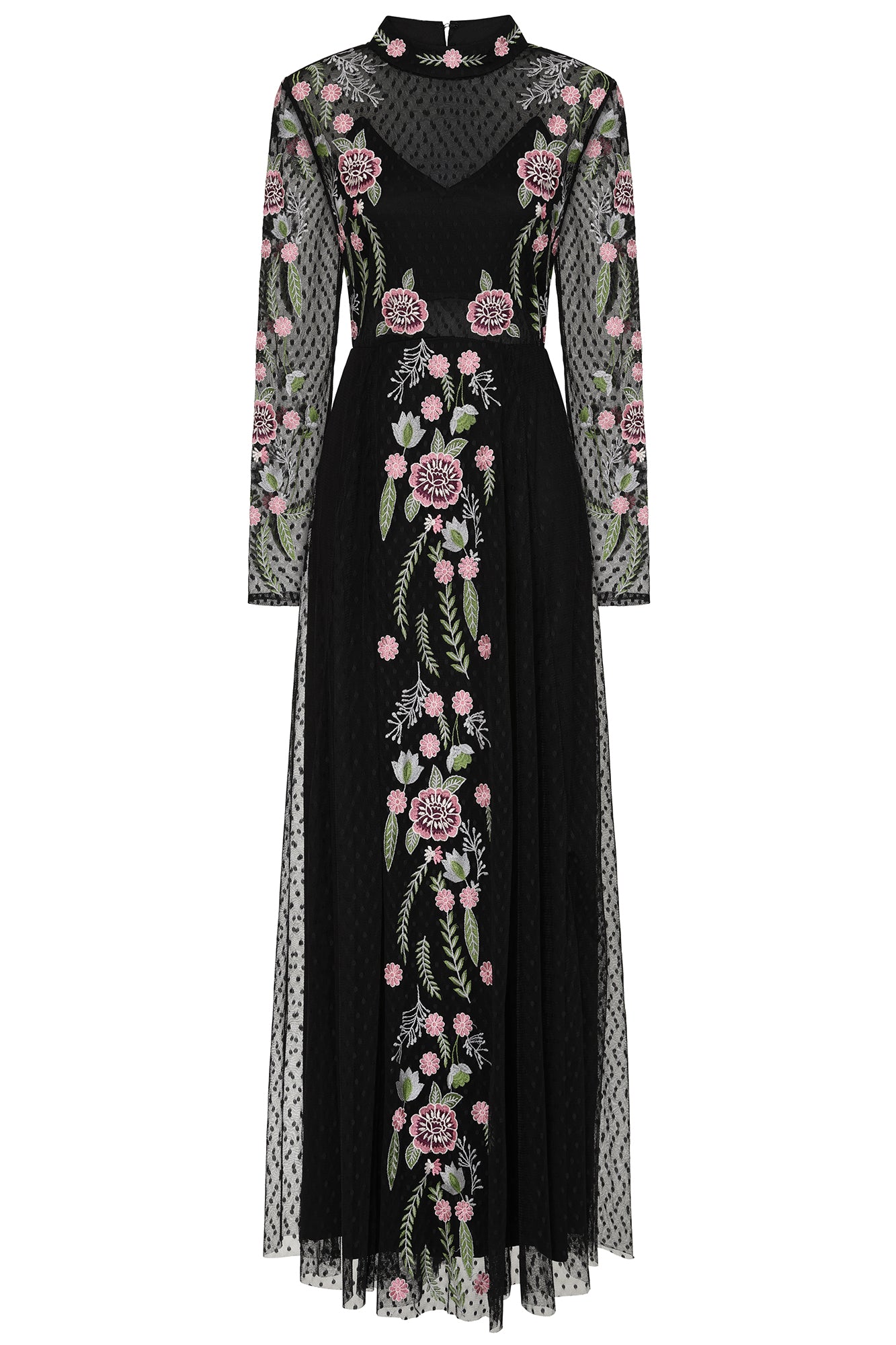 Frock And Frill Women's Azalea Floral Embroidered Maxi Dress - Black In Black