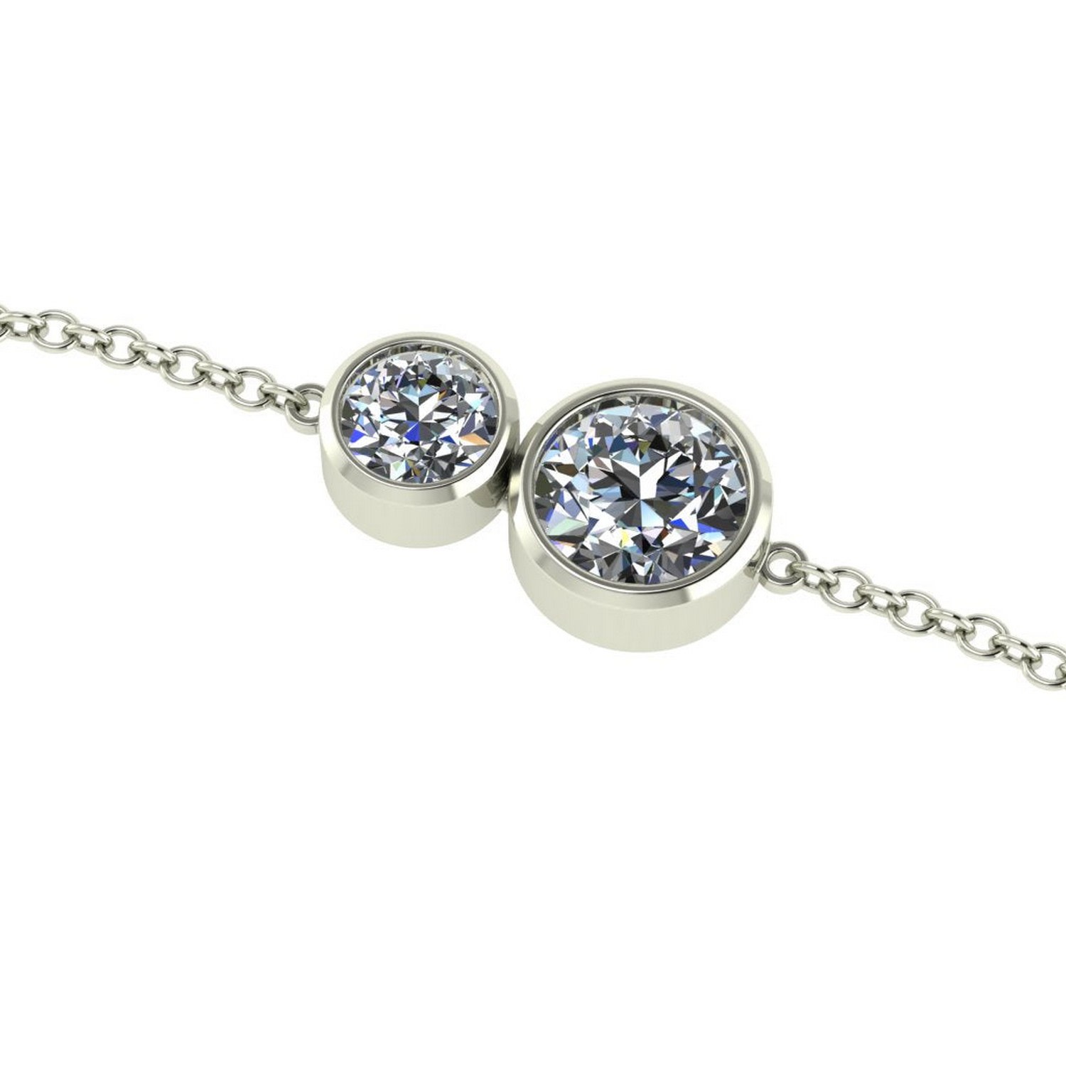 Cervin Blanc Women's White Gold Diamond You & I Bracelet- Classic In White