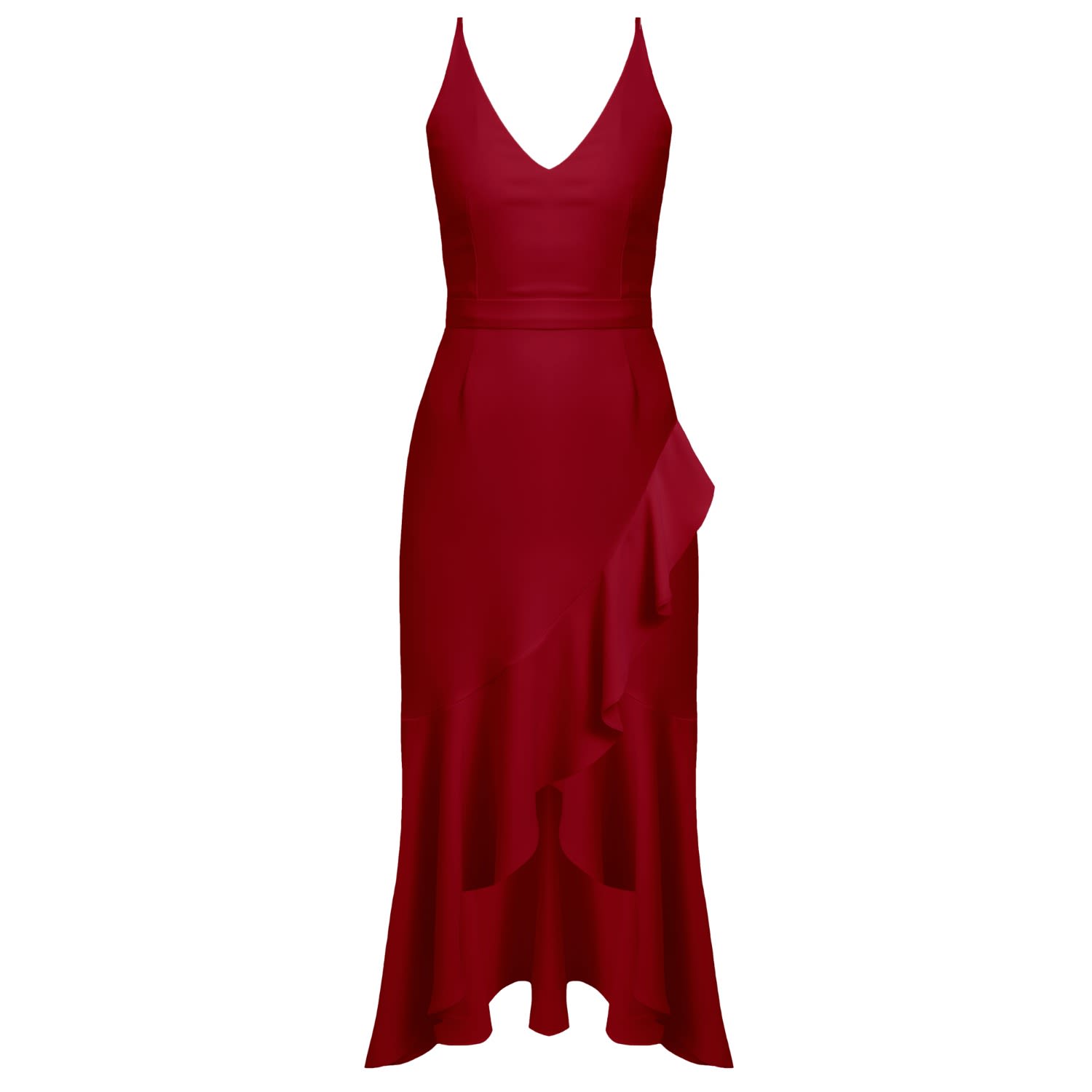 deep red midi dress