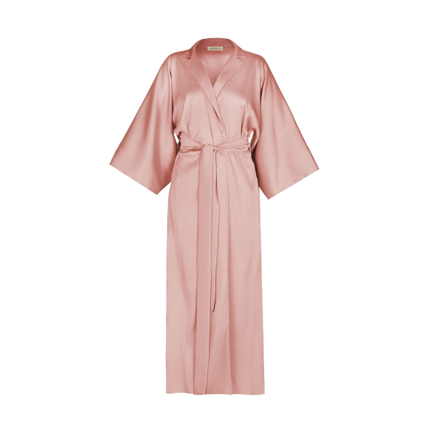 Avenue 8 Women's Pink Maxi Silk Collar Robe - Malibu Peach In Pink
