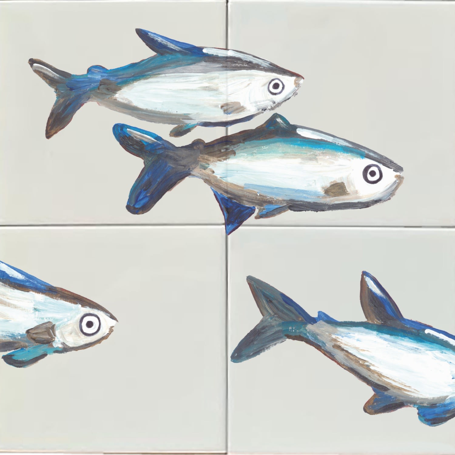 Tile Panel Blue Little Fish Catchii