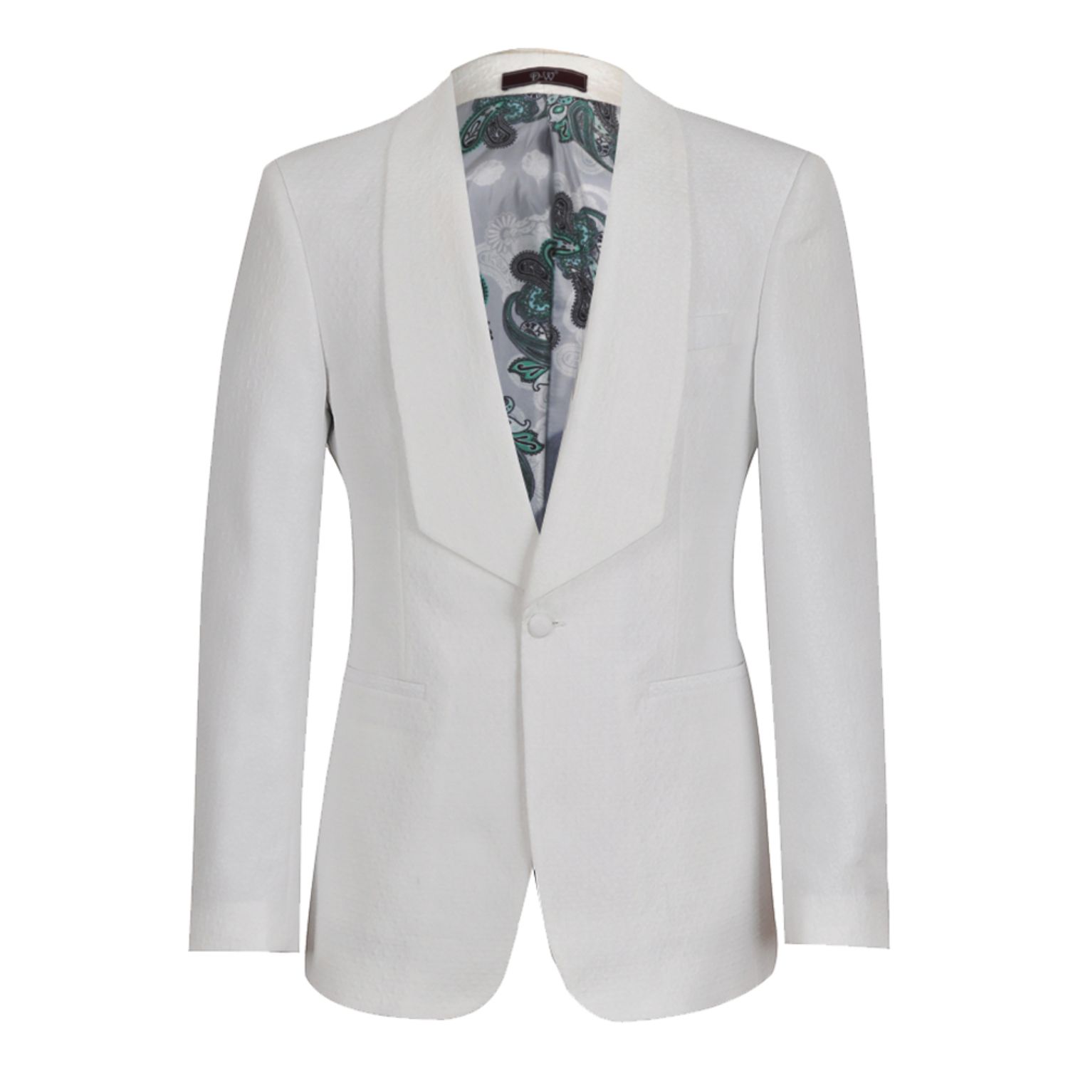 Men’s White David Wej Signature Shawl Lapel Tuxedo - Ivory S