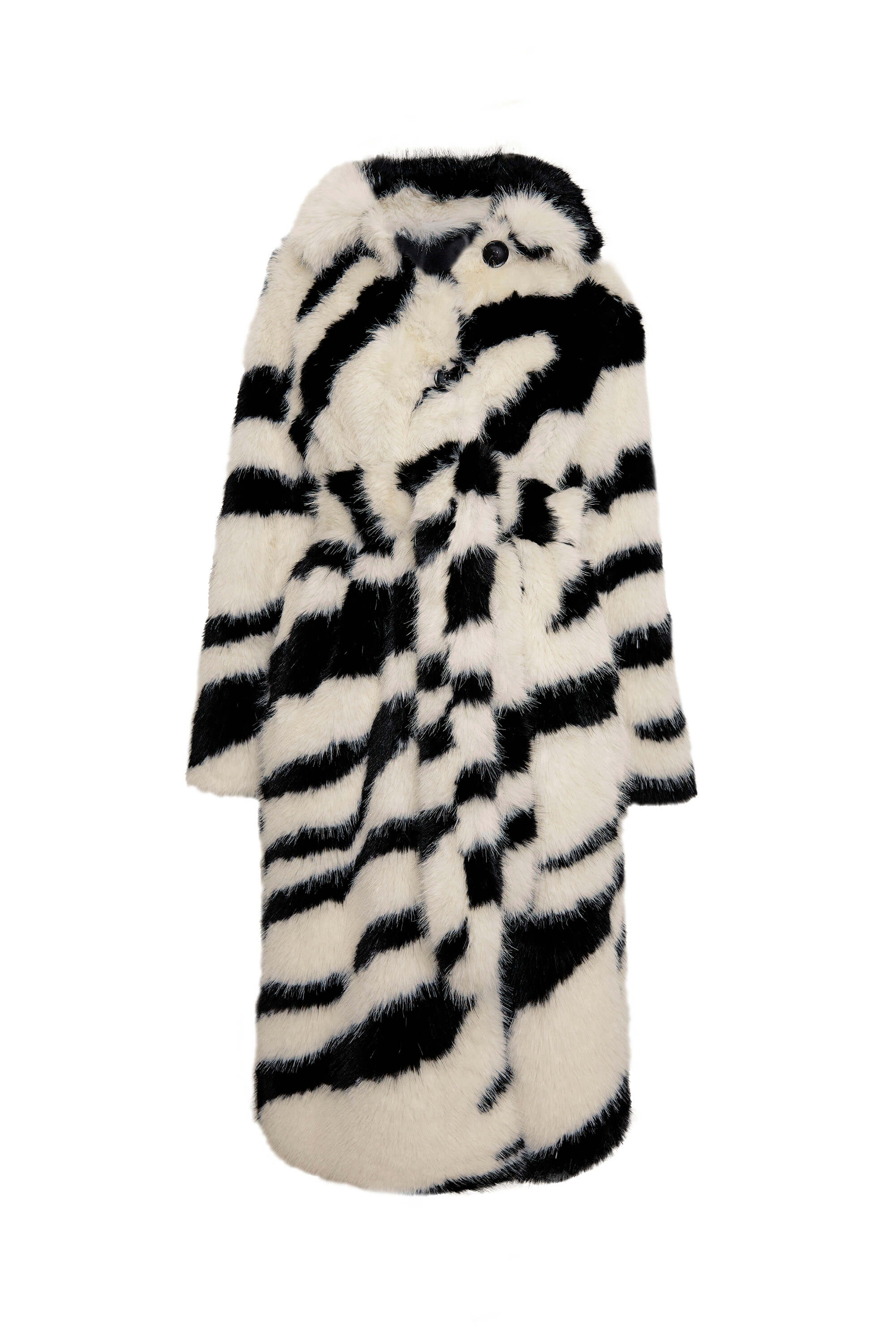 James Lakeland Women's White Tiger Long Faux Fur Coat In Black