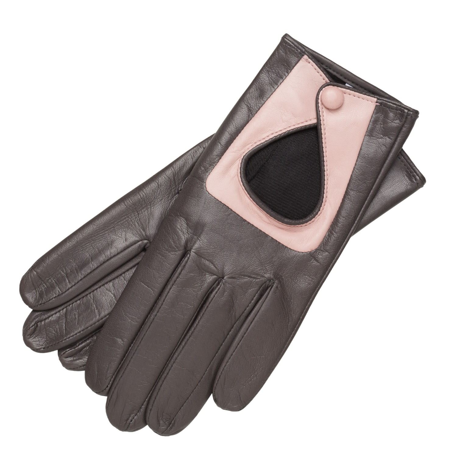 1861 Glove Manufactory Livorno - Women's Leather Gloves In Grey With Rose In Grey