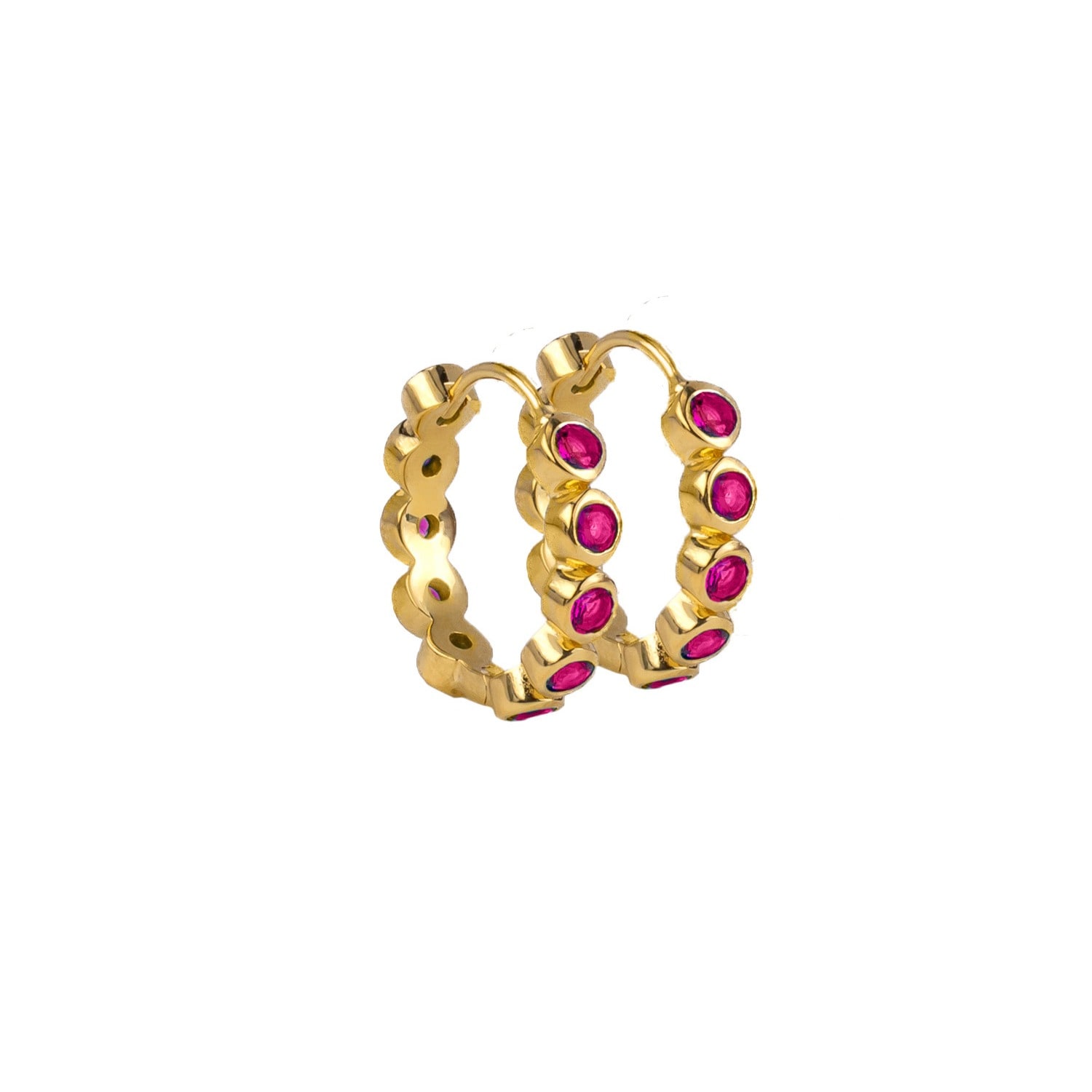 Molly Olivia Women's Gold / Pink / Purple Eclipse Earrings - Magenta