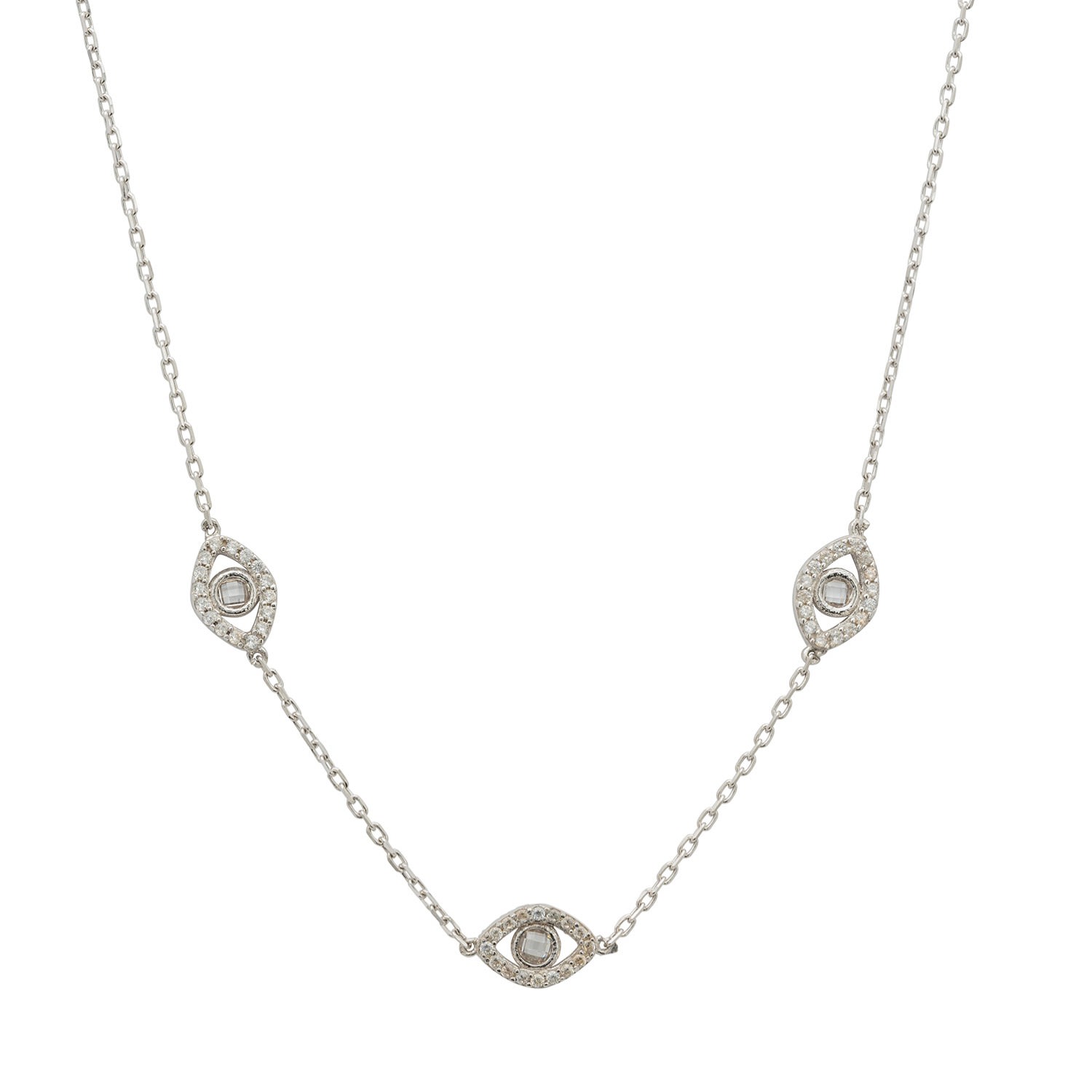 Women’s White / Silver Triple Elliptical Eyes Necklace Silver Latelita