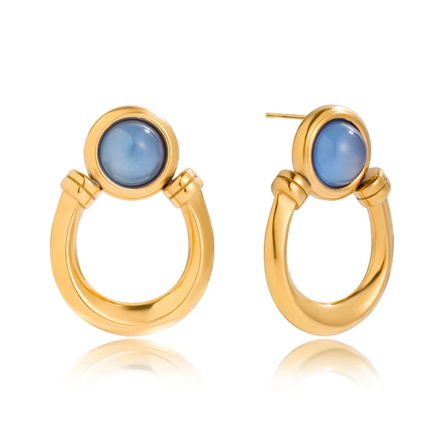 Olivia Le Women's Gold / Blue Helena Gold Horseshoe Resin Earrings In Multi