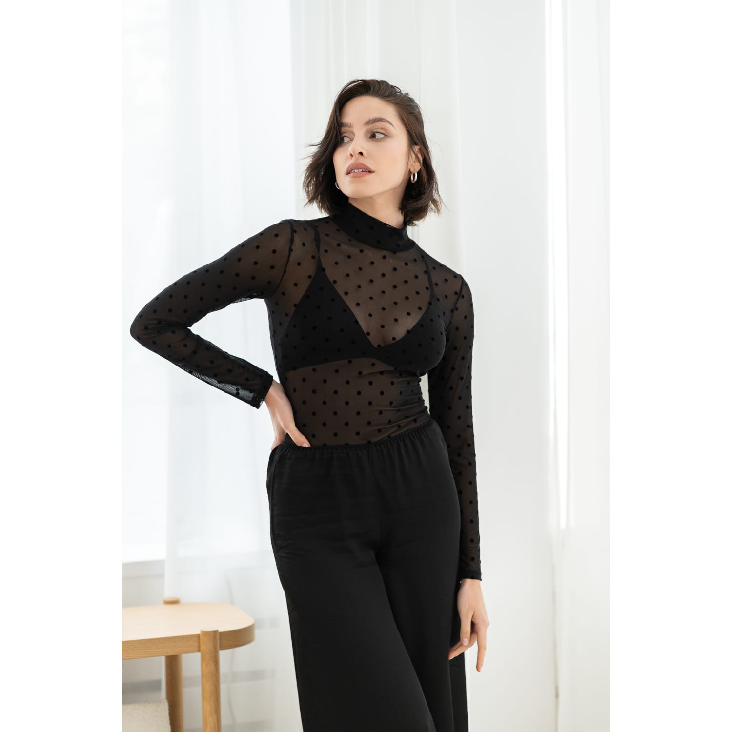 black-polka-dot-sheer-blouse- black-polka-dot-sheer-blouse-