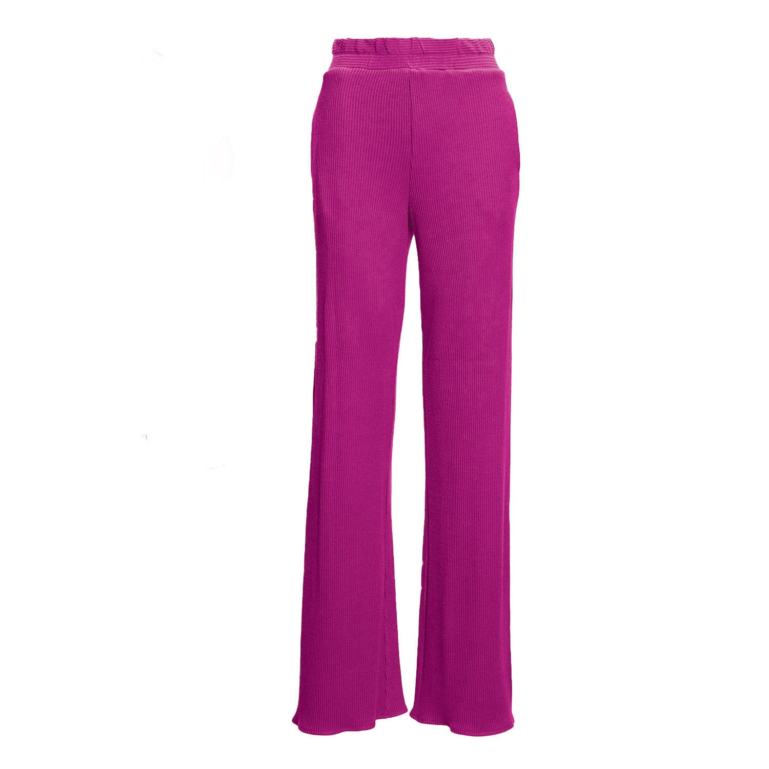 Bluzat Women's Pink / Purple Fuchsia Knitted Wide Leg Trousers In Pink/purple