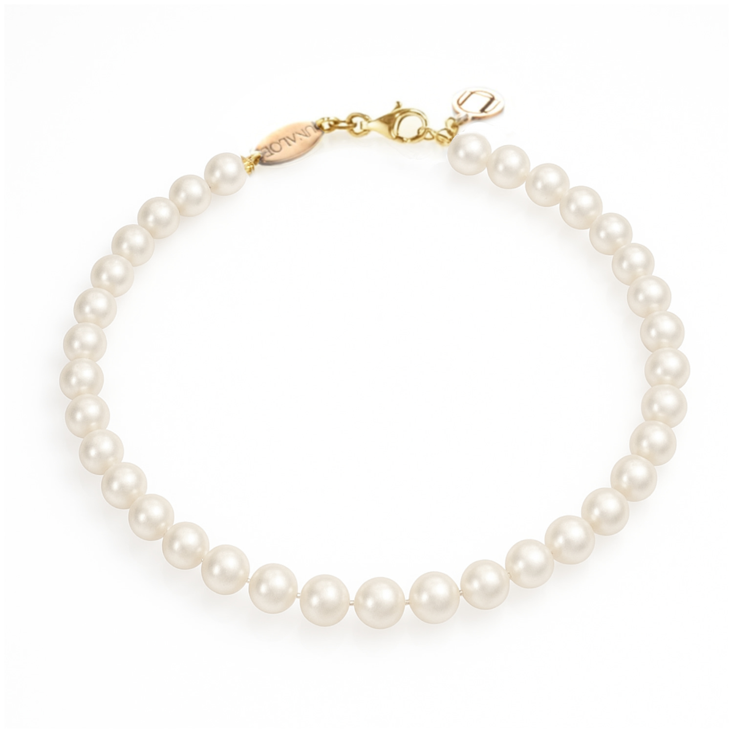 Unaloe Women's White Natural Pearl Necklace In Sterling Silver-gold Plated In White
