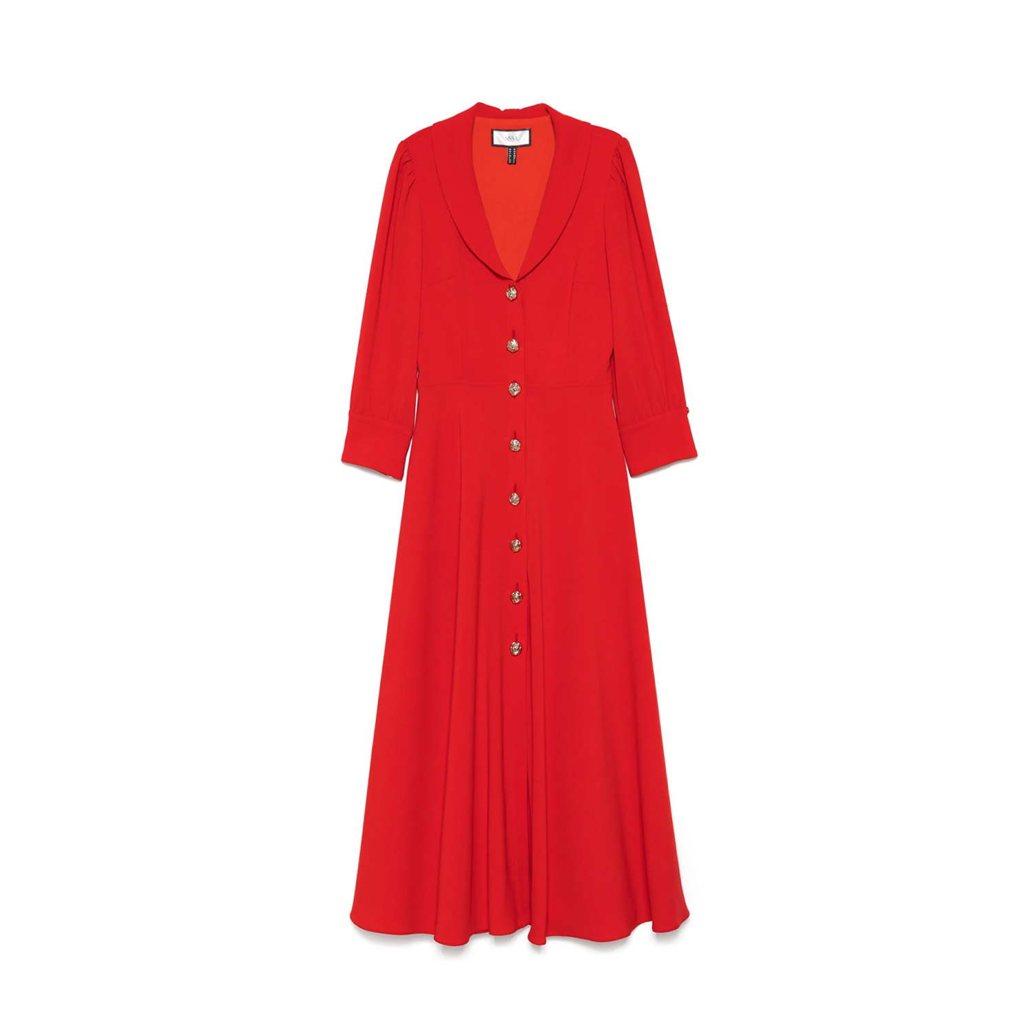 Nissa Button-down Midi Dress In Red