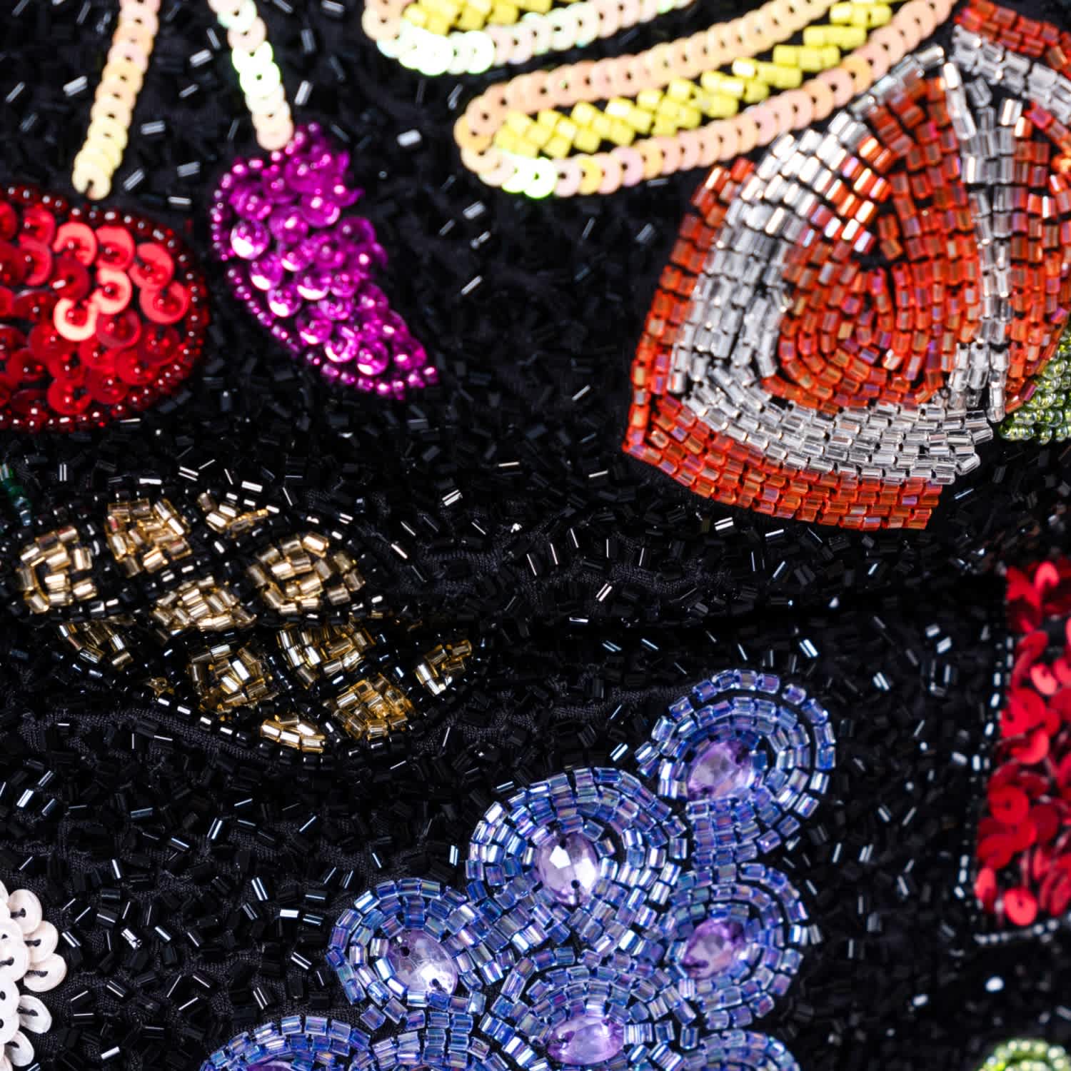 Fruit Hand-Beaded Embellished Corset Top- Black | Self-Adore