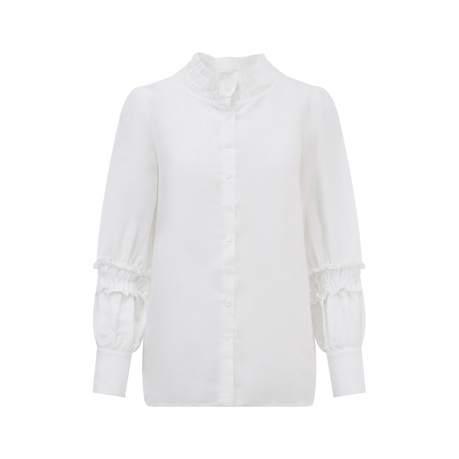 Women’s White Shirring Shirt Extra Small Balou