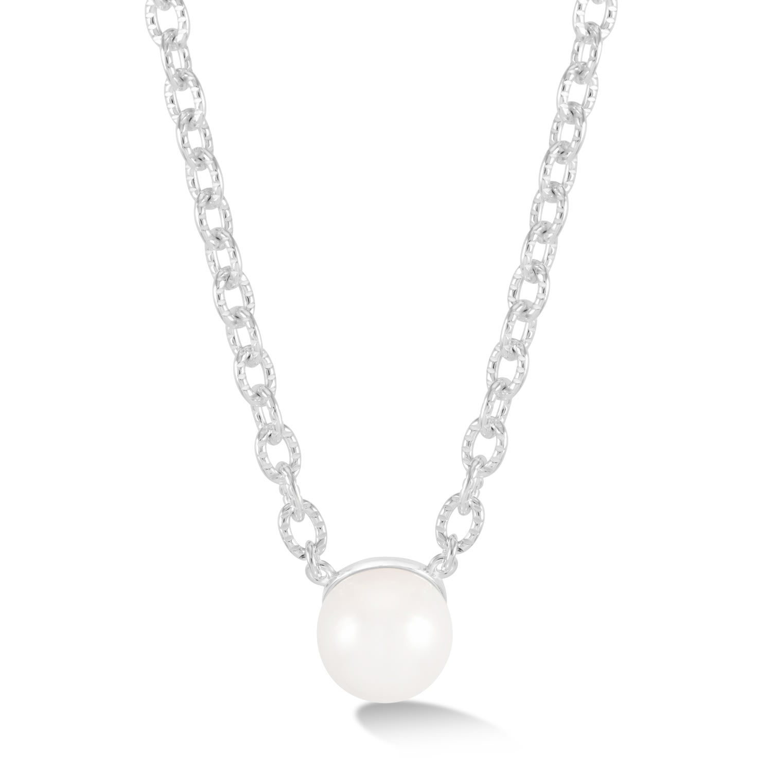 Dower & Hall Women's Silver Timeless Large White Freshwater Pearl Necklace In Metallic