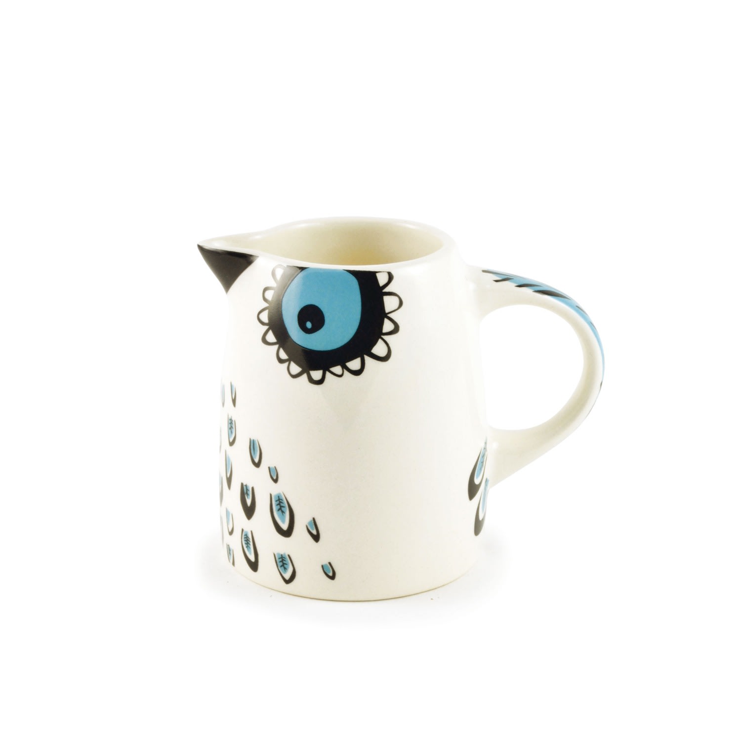 White / Blue Owl Small Jug Hannah Turner