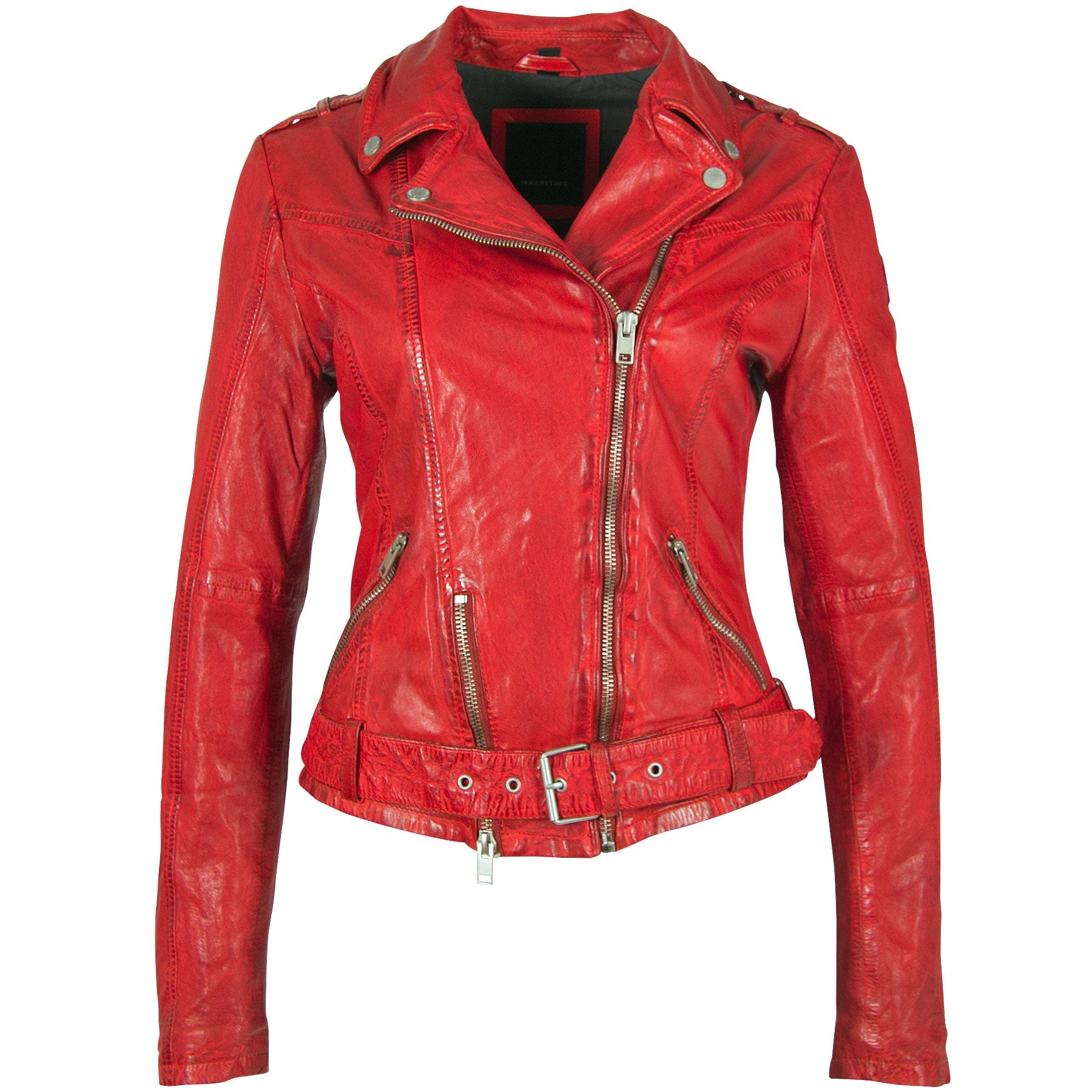 Mauritius Women's Wild Rf Leather Jacket, Lipstick Red
