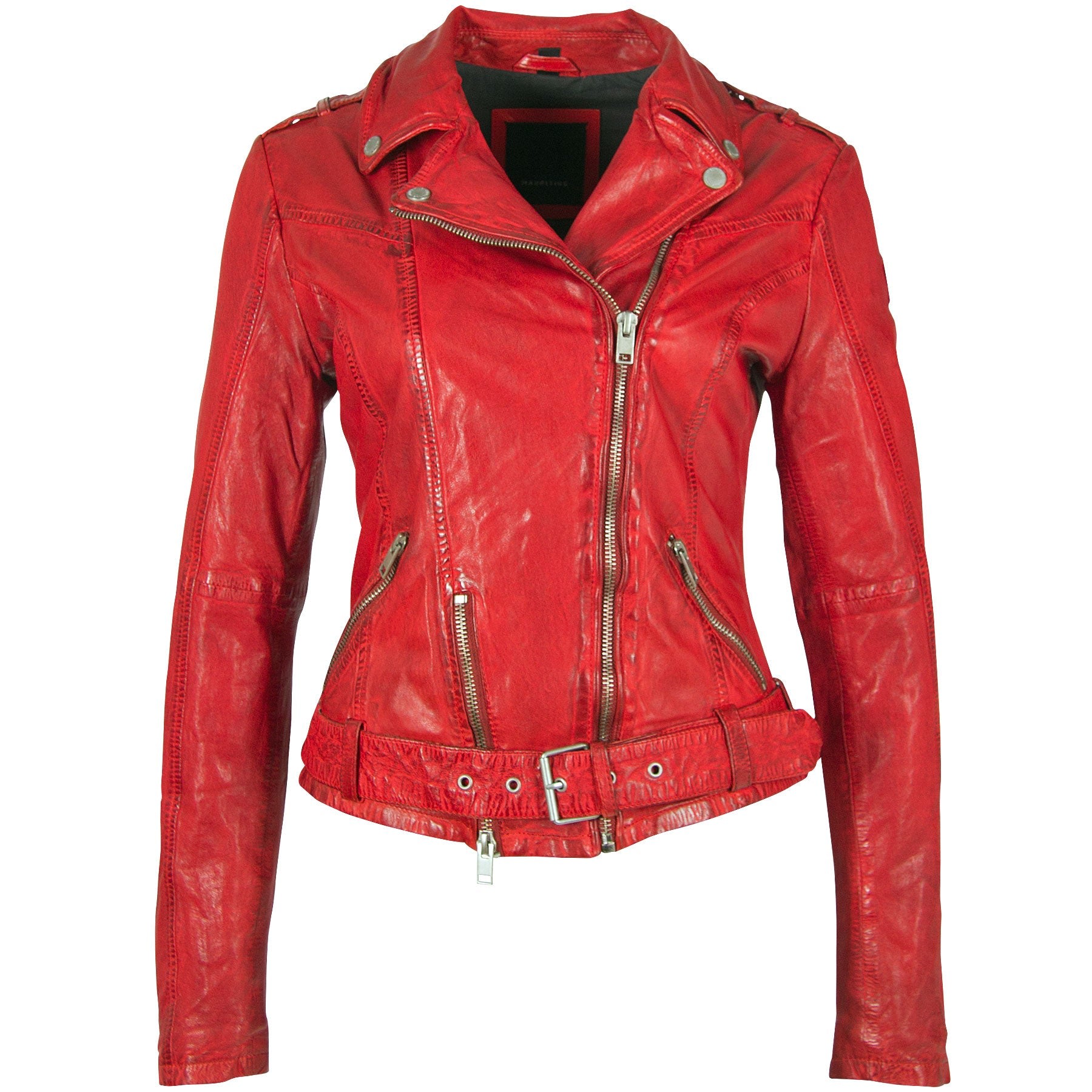 Mauritius Women's Wild Rf Leather Jacket, Lipstick Red In Red