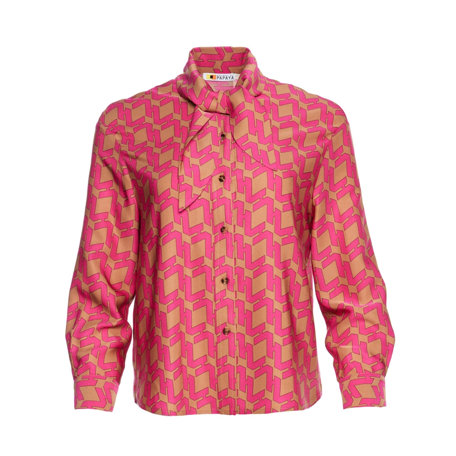 Women’s Pink / Purple Tie Collar Viscose Blouse Extra Small Colors of Papaya