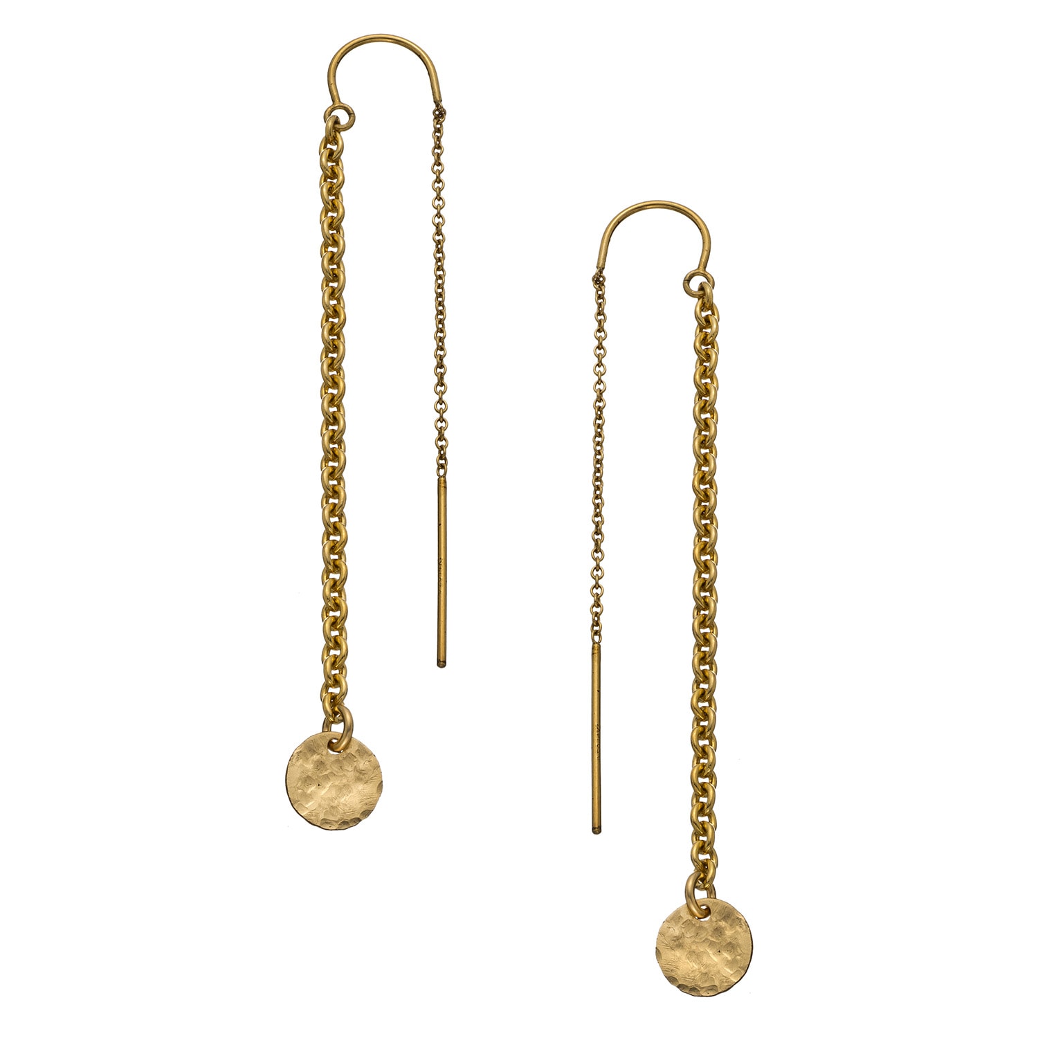 Heather Hawkins Jewelry Women's Tiny Coin Threader Earrings - Goldfilled
