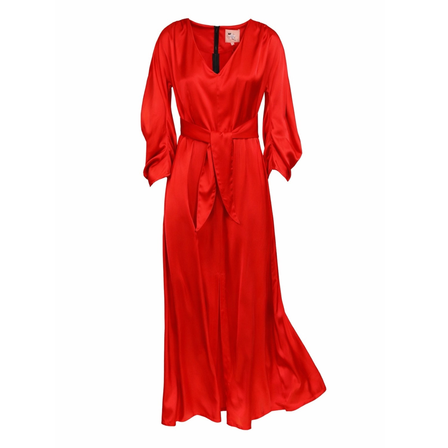 silk ankle length dress Yen Layered High Neck Floss Silk Ankle Length Dress
