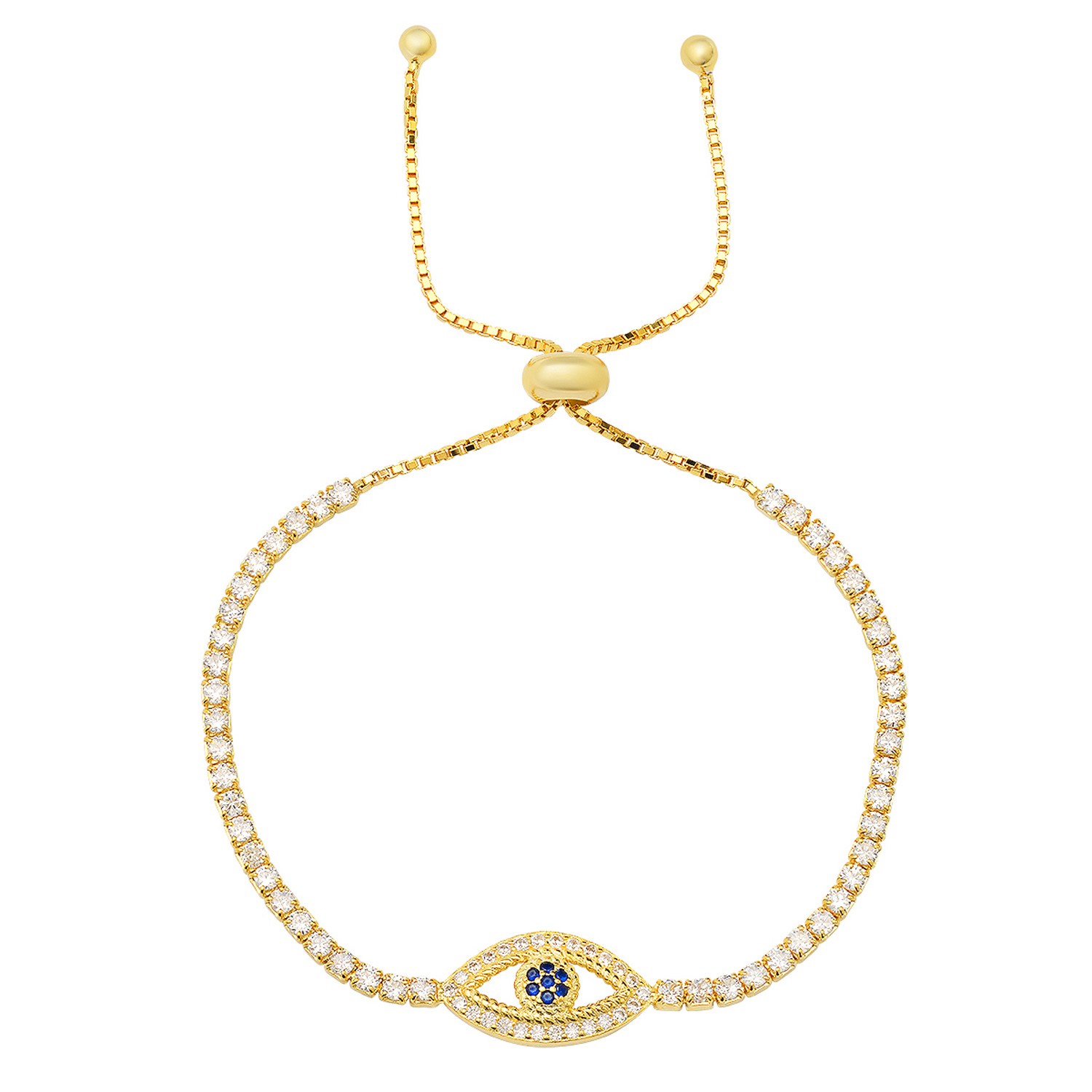Kylie Harper Women's Gold Evil Eye Adjustable Bracelet