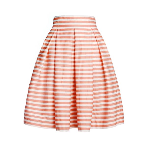 Rumour London Amalfi Coral Striped Midi Skirt In Midi