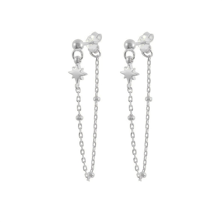 Gold Trip Women's Star Chain Drop Earrings In Silver
